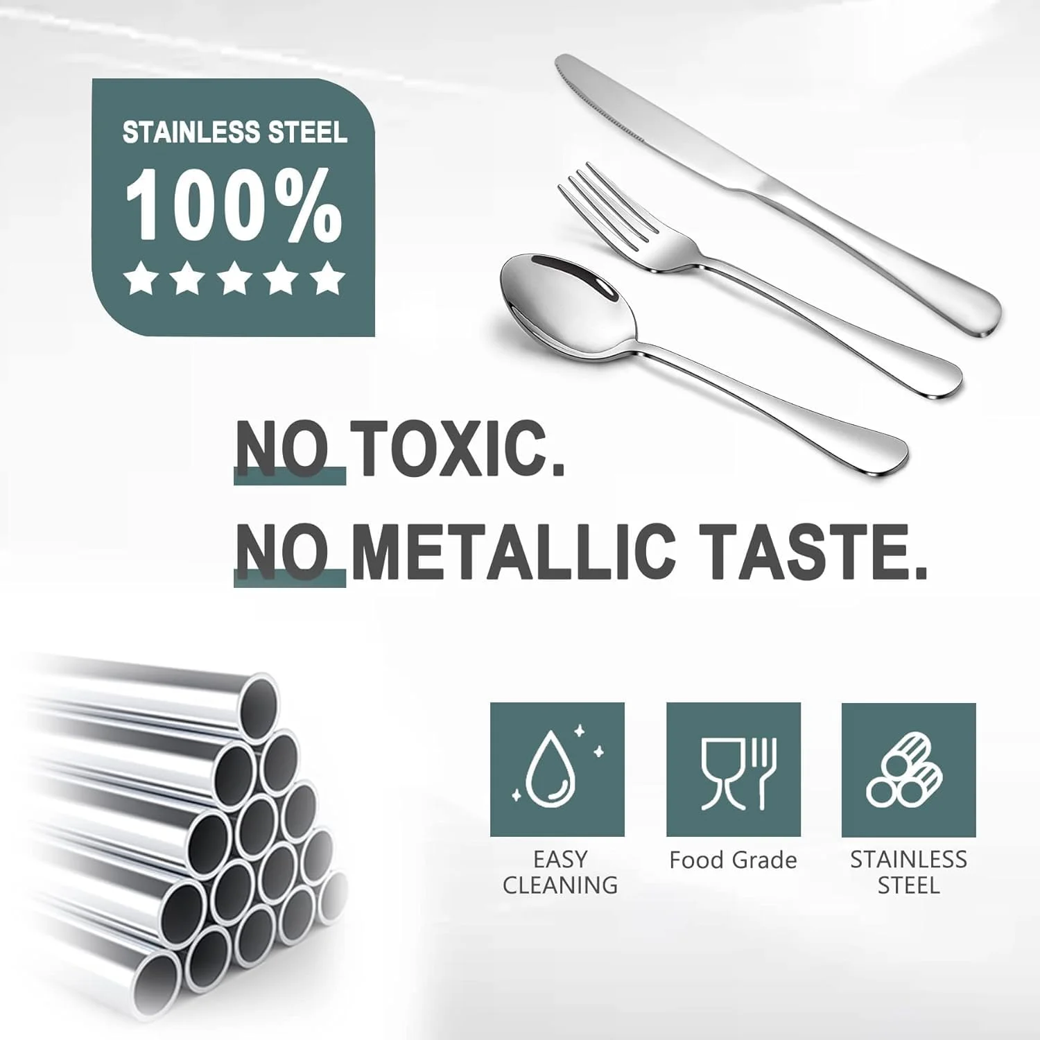 ست کارد و چنگال ۲۴ پارچه Mariyab، استیل ضد زنگ، مناسب برای منزل/اداره/مهمانی/کمپینگ، سرویس کارد، چنگال، قاشق برای ۶ نفر، پرداخت آینهای ست کارد و چنگال ۲۴ پارچه Mariyab، استیل ضد زنگ، مناسب برای منزل/اداره/مهمانی/کمپینگ، سرویس کارد، چنگال، قاشق برای ۶ نفر، پرداخت آینهای