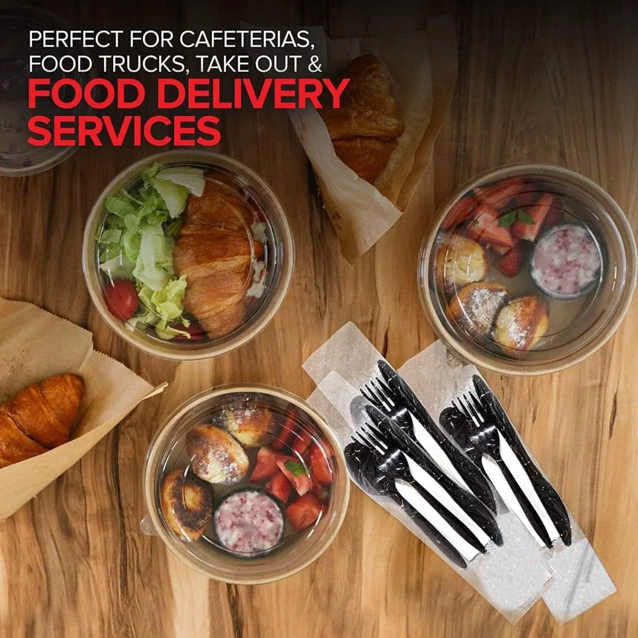 مجموعه столовых приборов پلاستیکی مشکی MARKQ [بسته 50 عددی] به همراه دستمال سفره - مجموعه столовых приборов یکبار مصرف برای کمپینگ، مسافرت و لوازم مهمانی (چاقو، چنگال، قاشق، دستمال سفره)