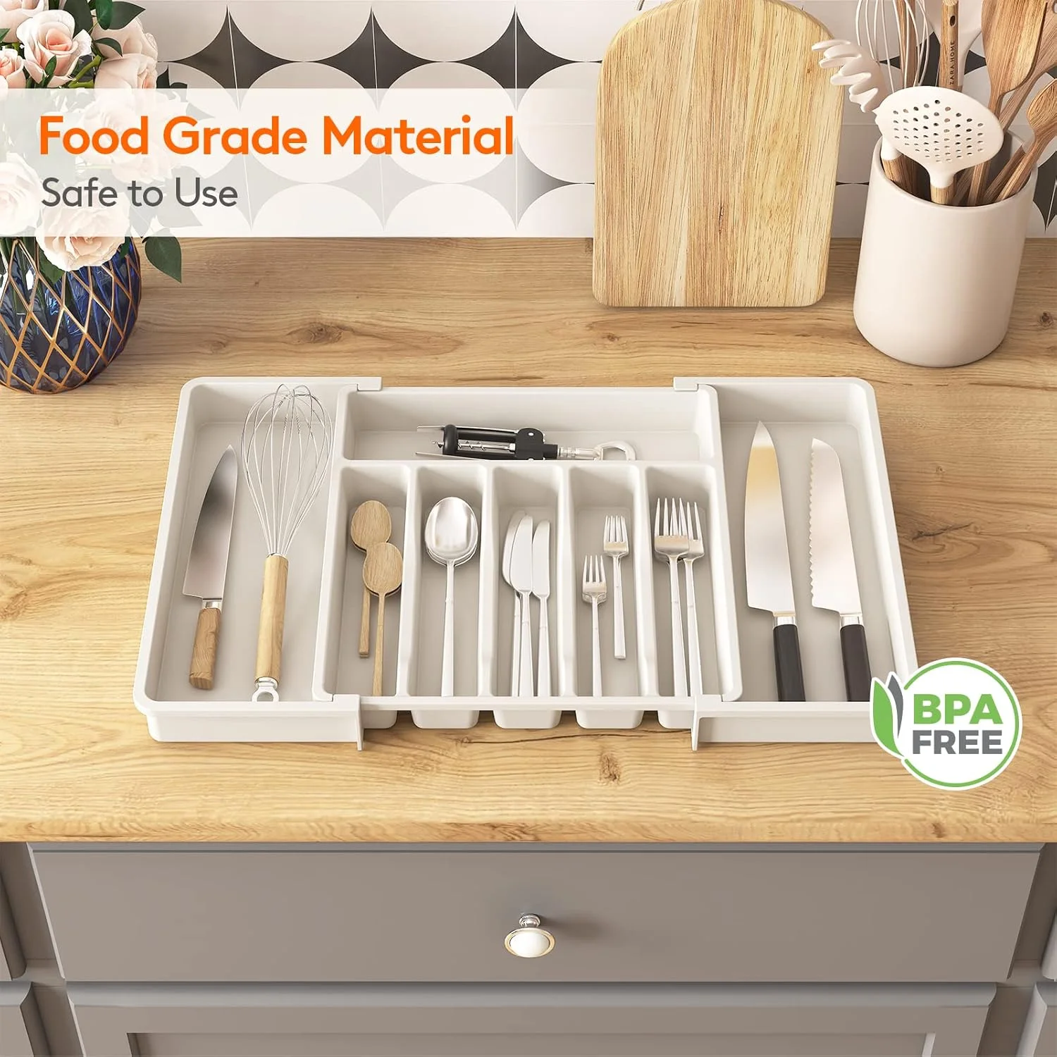 جا قاشقی نقره ای Lifewit، سینی لوازم آشپزخانه قابل گسترش برای کشو، جا کارد و چنگال قابل تنظیم، جا قاشقی پلاستیکی فشرده برای نگهداری قاشق، چنگال، چاقو، بزرگ، سفید (22063) جا قاشقی نقره ای Lifewit، سینی لوازم آشپزخانه قابل گسترش برای کشو، جا کارد و چنگال قابل تنظیم، جا قاشقی پلاستیکی فشرده برای نگهداری قاشق، چنگال، چاقو، بزرگ، سفید (22063)