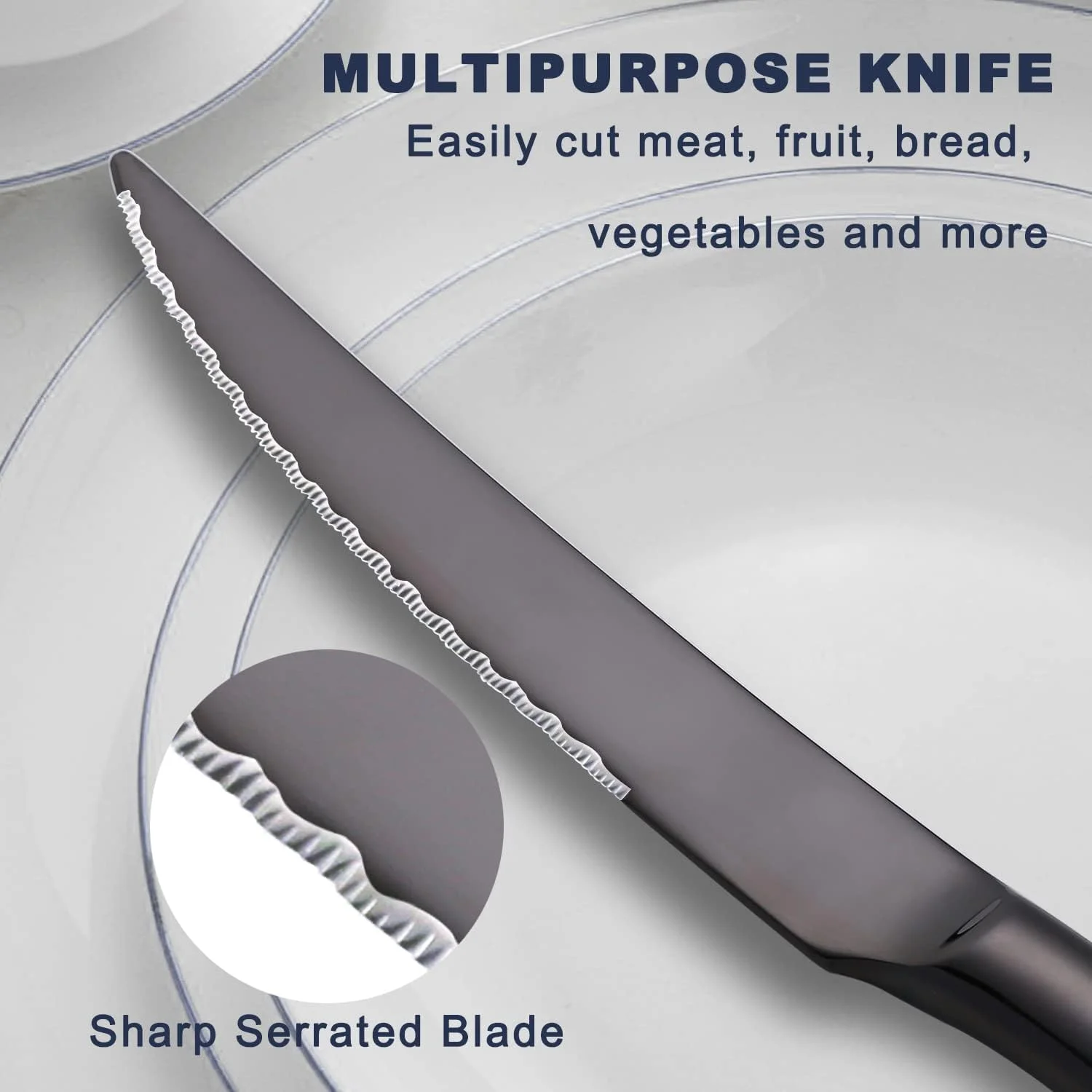 ست کارد و چنگال ۴ تکه LBOYLOVE® طرح مدرن چکش خورده مشکی، ست نقره ای استیل ضد زنگ، چاقو، چنگال، قاشق برای مهمانی، عروسی، هدیه ست کارد و چنگال ۴ تکه LBOYLOVE® طرح مدرن چکش خورده مشکی، ست نقره ای استیل ضد زنگ، چاقو، چنگال، قاشق برای مهمانی، عروسی، هدیه