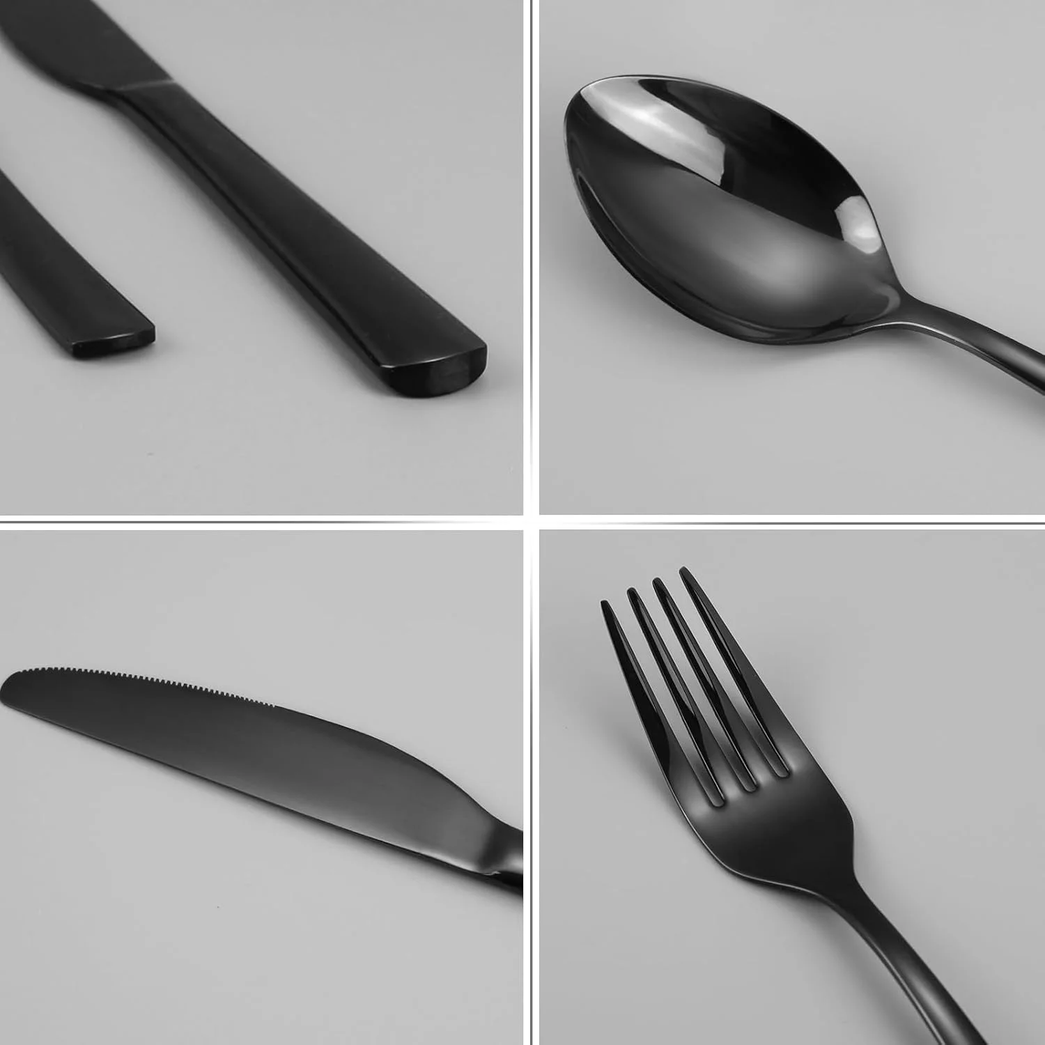 ست قاشق و چنگال لازاهوم برای 12 نفر، قاشق و چنگال مشکی، ست 60 تکه استیل ضد زنگ شامل چاقو، چنگال، قاشق، پرداخت آینه ای، مناسب برای خانه، مهمانی، رستوران، قابل شستشو در ماشین ظرفشویی ست قاشق و چنگال لازاهوم برای 12 نفر، قاشق و چنگال مشکی، ست 60 تکه استیل ضد زنگ شامل چاقو، چنگال، قاشق، پرداخت آینه ای، مناسب برای خانه، مهمانی، رستوران، قابل شستشو در ماشین ظرفشویی