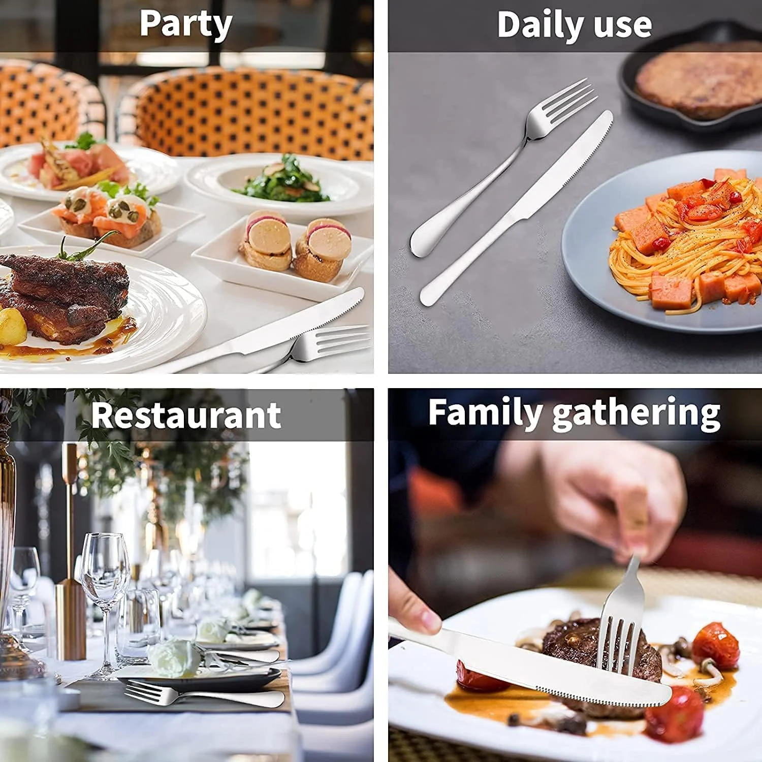 ست کارد و چنگال ۲۴ پارچه Mariyab، استیل ضد زنگ، مناسب برای منزل/اداره/مهمانی/کمپینگ، سرویس کارد، چنگال، قاشق برای ۶ نفر، پرداخت آینهای ست کارد و چنگال ۲۴ پارچه Mariyab، استیل ضد زنگ، مناسب برای منزل/اداره/مهمانی/کمپینگ، سرویس کارد، چنگال، قاشق برای ۶ نفر، پرداخت آینهای