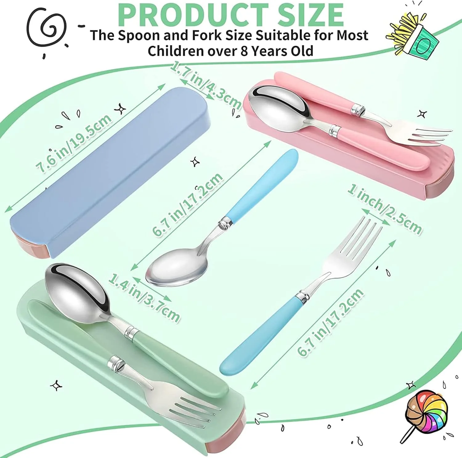 مجموعه قاشق و چنگال استیل کودک خزنا کیدز، ست کارد و چنگال استیل کودک با دسته گرد سیلیکونی، مجموعه کارد و چنگال ایمن با کیف مسافرتی (3 ست) مجموعه قاشق و چنگال استیل کودک خزنا کیدز، ست کارد و چنگال استیل کودک با دسته گرد سیلیکونی، مجموعه کارد و چنگال ایمن با کیف مسافرتی (3 ست)