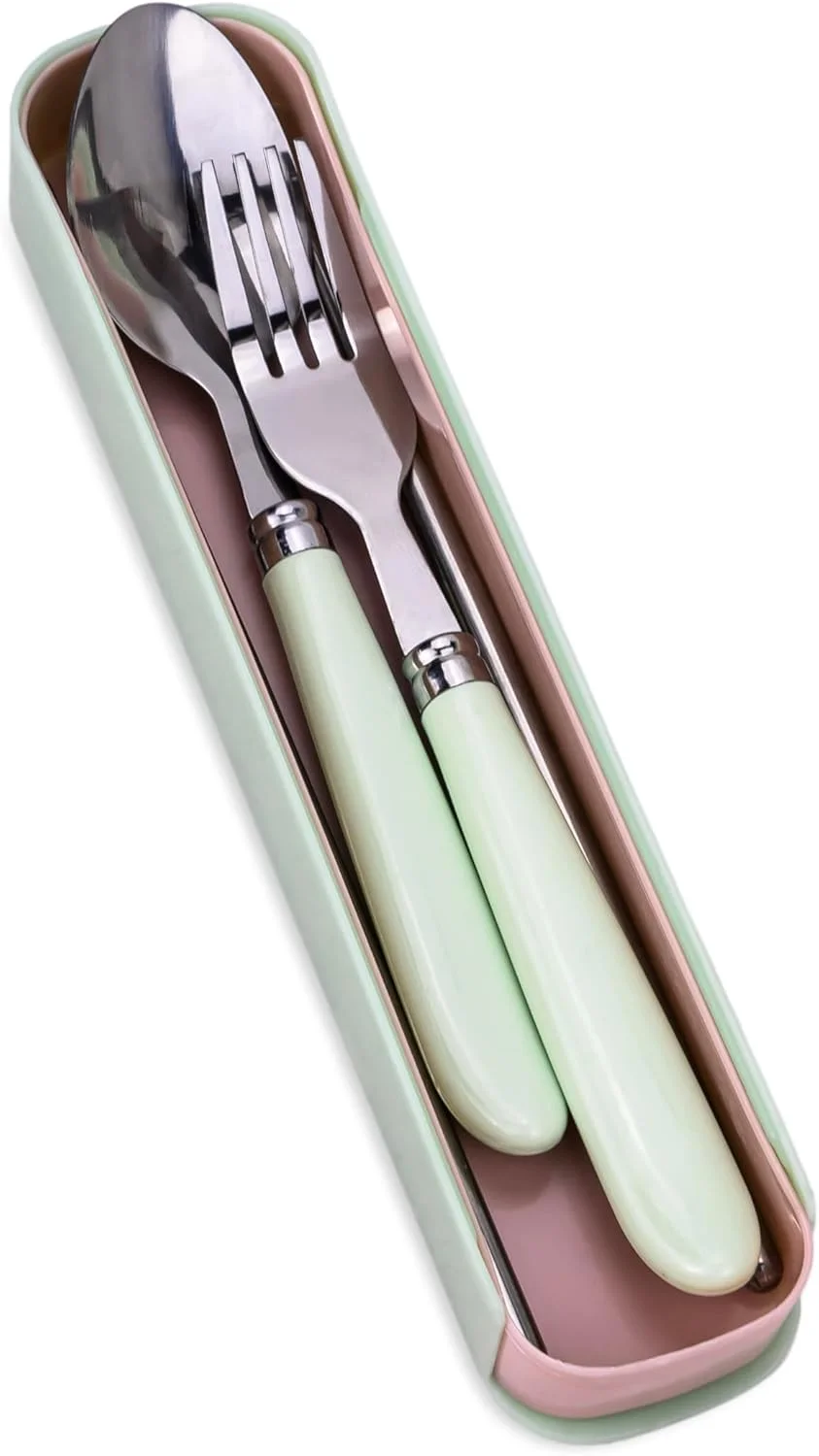 ست کارد و چنگال استیل ضد زنگ کودک - ست ظروف قابل حمل با قاشق، چنگال و چاپستیک برای جعبه ناهار مدرسه، مسافرت و پیک نیک - سبز ست کارد و چنگال استیل ضد زنگ کودک - ست ظروف قابل حمل با قاشق، چنگال و چاپستیک برای جعبه ناهار مدرسه، مسافرت و پیک نیک - سبز