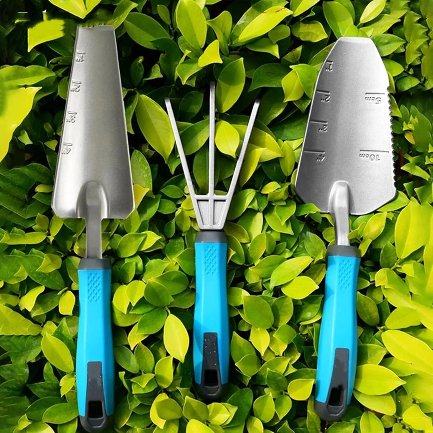 مجموعه ابزار باغبانی HEJLZC شامل بیلچه، ماله، شن کش و ابزار کاشت از جنس آلیاژ آلومینیوم (رنگ: آبی، سایز: مجموعه) مجموعه ابزار باغبانی HEJLZC شامل بیلچه، ماله، شن کش و ابزار کاشت از جنس آلیاژ آلومینیوم (رنگ: آبی، سایز: مجموعه)