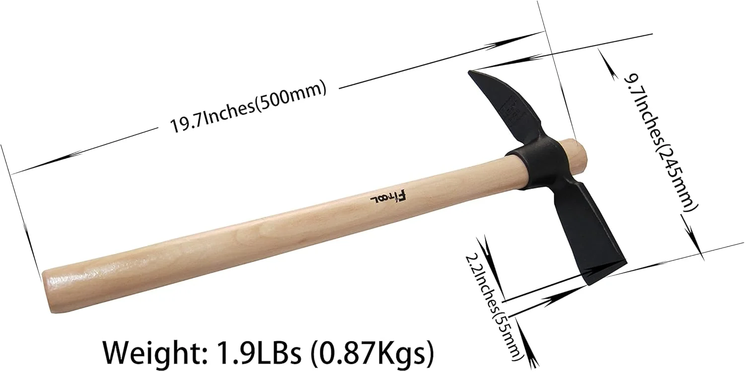 FITOOL 19.7Inches Forged Classic Planting Hoe, Flower and Vegetable Planter, Digging Mattock for Cultivating and Weeding, Mattock Pick Hoe 1.9LB FITOOL 19.7Inches Forged Classic Planting Hoe, Flower and Vegetable Planter, Digging Mattock for Cultivating and Weeding, Mattock Pick Hoe 1.9LB