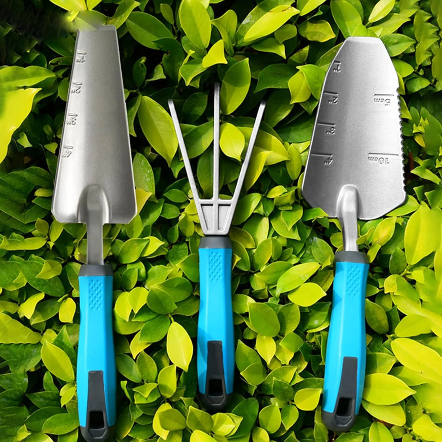 ست ابزار باغبانی SXPC آلیاژ آلومینیوم سه تکه شامل بیلچه کاشت، چنگک و بیل ست ابزار باغبانی SXPC آلیاژ آلومینیوم سه تکه شامل بیلچه کاشت، چنگک و بیل