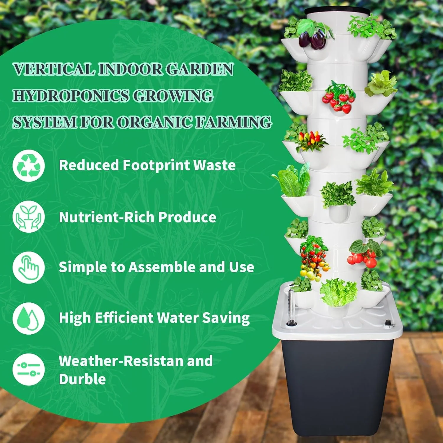 سیستم کشت هیدروپونیک KASTWAVE، کیت سیستم باغ برج عمودی داخلی 30 گیاهی، گلدان 5 طبقه قابل انباشت برای توت فرنگی، گیاهان دارویی، گل و سبزیجات، گلدان های باغی عمودی سیستم کشت هیدروپونیک KASTWAVE، کیت سیستم باغ برج عمودی داخلی 30 گیاهی، گلدان 5 طبقه قابل انباشت برای توت فرنگی، گیاهان دارویی، گل و سبزیجات، گلدان های باغی عمودی