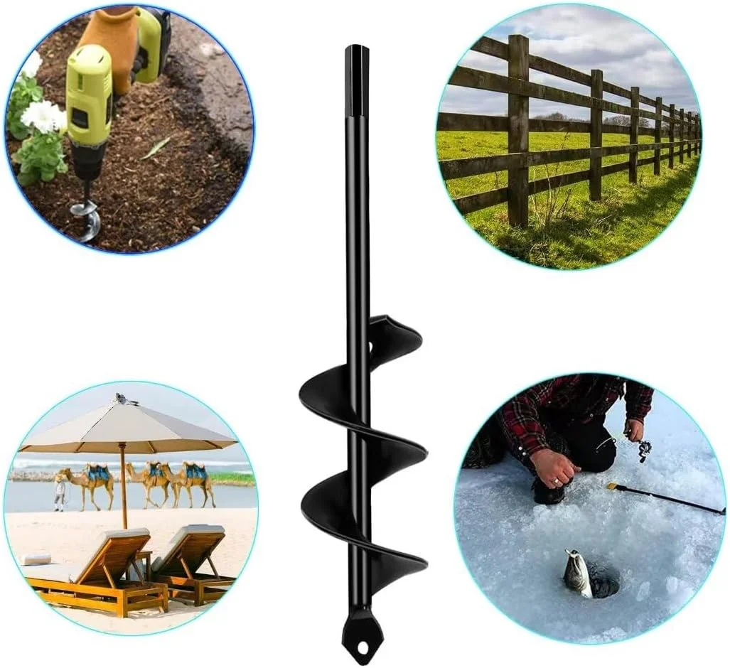 مته چاله کن برفه آ Garden Auger، ابزار کاشت پیاز با دسته بلند 1.6 x 16.5 اینچی، مته مارپیچ با شفت محکم برای کاشت پیاز، نهال و حفر گودال و شخم زدن عمیق