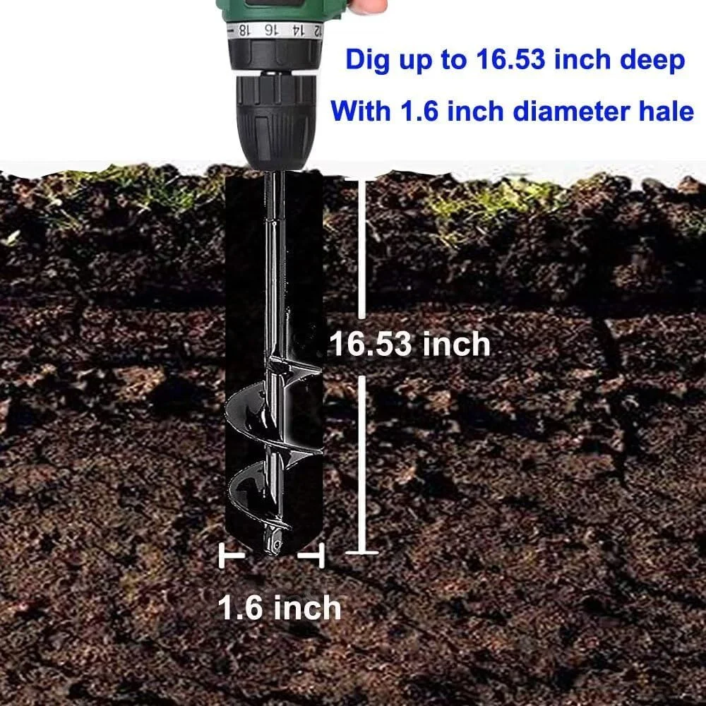 مته چاله کن برفه آ Garden Auger، ابزار کاشت پیاز با دسته بلند 1.6 x 16.5 اینچی، مته مارپیچ با شفت محکم برای کاشت پیاز، نهال و حفر گودال و شخم زدن عمیق