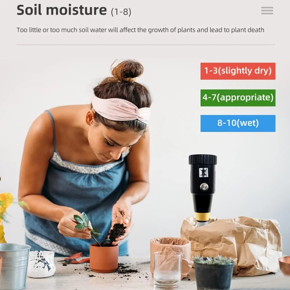 تستر خاک OUNA، تستر PH خاک قابل حمل 2 در 1، رطوبت سنج اسیدیته، آنالیزور خاک باغ، ابزار کشت گلدانی گلخانه ای
