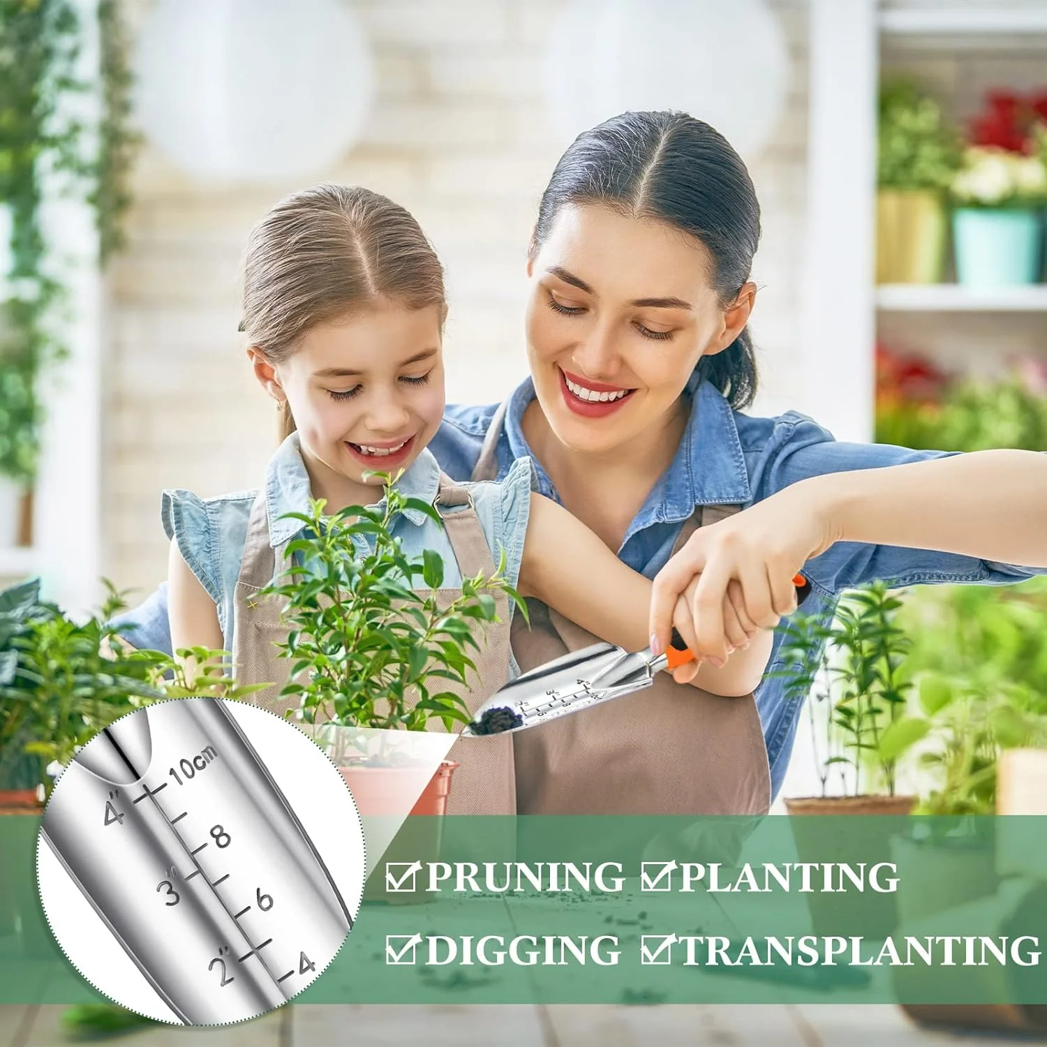 ست بیلچه باغبانی، بیلچه دستی باغبانی، بیلچه پیوند زنی، ابزار کاشت آلیاژ آلومینیوم با دسته لاستیکی برای باغبانی، کشت، لوازم کاشت (نارنجی)