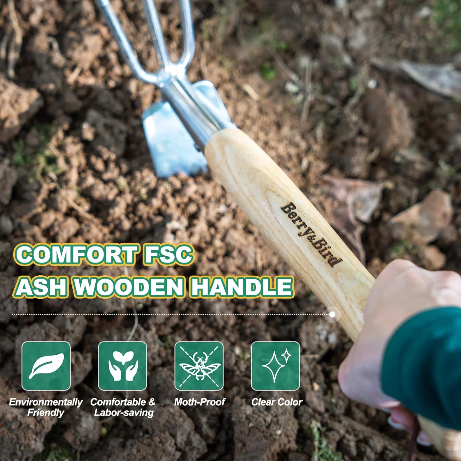 ابزار دستی 2 در 1 Berry&Bird، بیلچه و کج بیل، بیلچه باغبانی و کلنگ استیل ضد زنگ با دسته چوبی، بیلچه وجین 14 اینچی برای کندن، شل کردن خاک، کشت، کاشت و ابزار کشاورزی ابزار دستی 2 در 1 Berry&Bird، بیلچه و کج بیل، بیلچه باغبانی و کلنگ استیل ضد زنگ با دسته چوبی، بیلچه وجین 14 اینچی برای کندن، شل کردن خاک، کشت، کاشت و ابزار کشاورزی