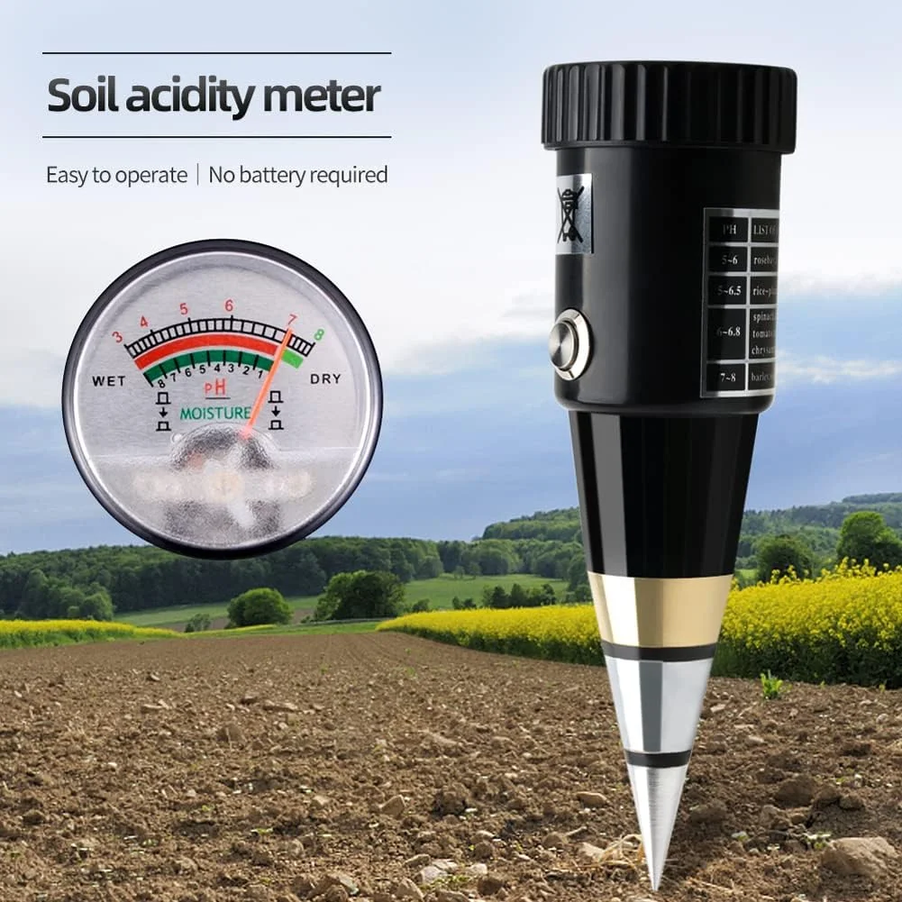 Morelian 2in1 Portable Soil Water Test Stripser Acidity Humidity Meter Garden Soil Analyzer Greenhouse Potted Crops Planting Cultivating Tool