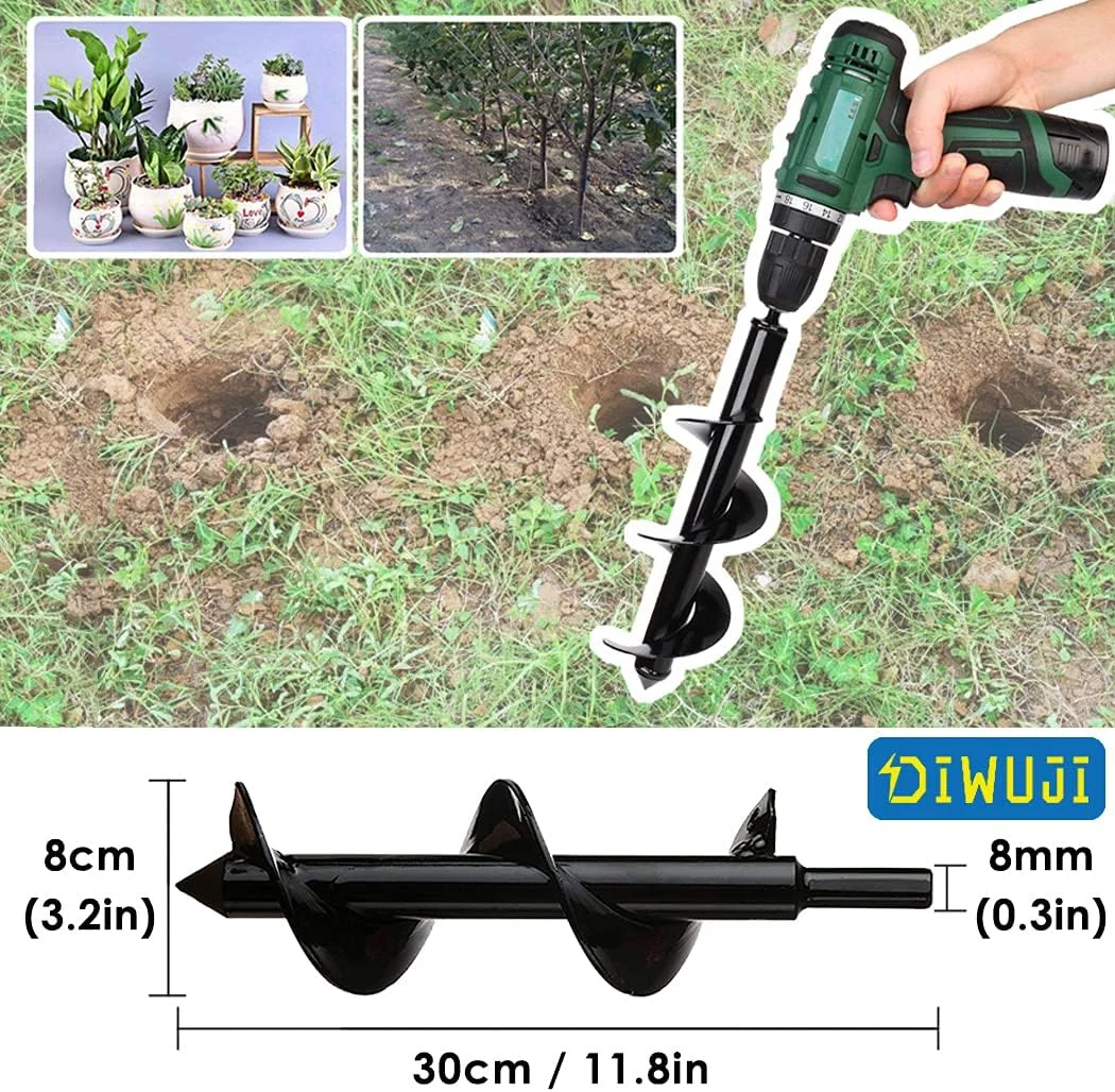 مته باغبانی DIWUJI، مته خاک ورز، فولاد ضد زنگ با ساق شش گوش، مته حلزونی کاشت پیاز گل برای حفر سوراخ و کشت عمیق، ابزار DIY برای کاشت درخت و درختچه (قطر: 8 سانتی متر طول: 30 سانتی متر) مته باغبانی DIWUJI، مته خاک ورز، فولاد ضد زنگ با ساق شش گوش، مته حلزونی کاشت پیاز گل برای حفر سوراخ و کشت عمیق، ابزار DIY برای کاشت درخت و درختچه (قطر: 8 سانتی متر طول: 30 سانتی متر)