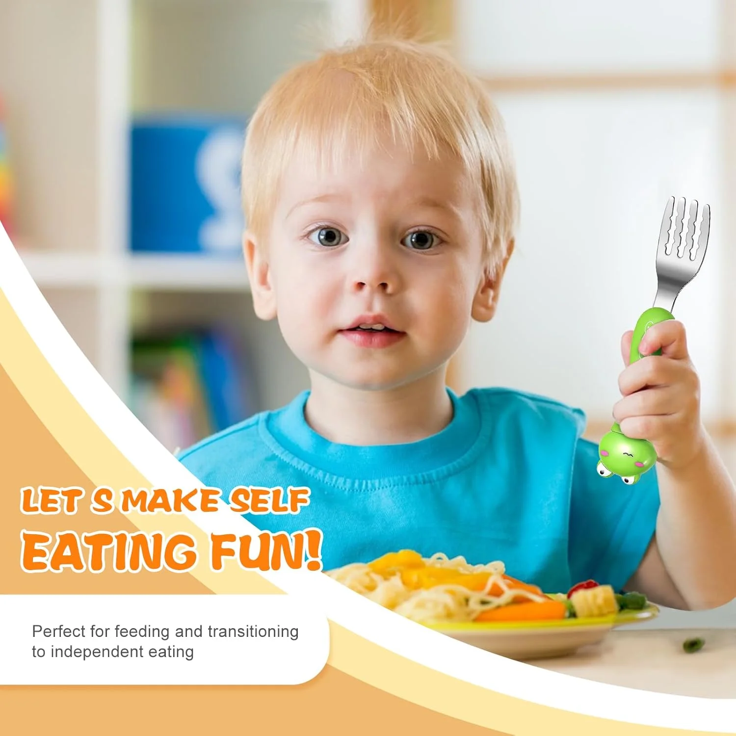 ست قاشق و چنگال کودک KASTWAVE، ست کارد و چنگال 3 تکه، ظروف قابل حمل کودکان، ست قاشق و چنگال با جعبه پلاستیکی، استیل ضد زنگ 304 بدون BPA، قابل شستشو در ماشین ظرفشویی (سنجاب، بچه گربه، خرس)