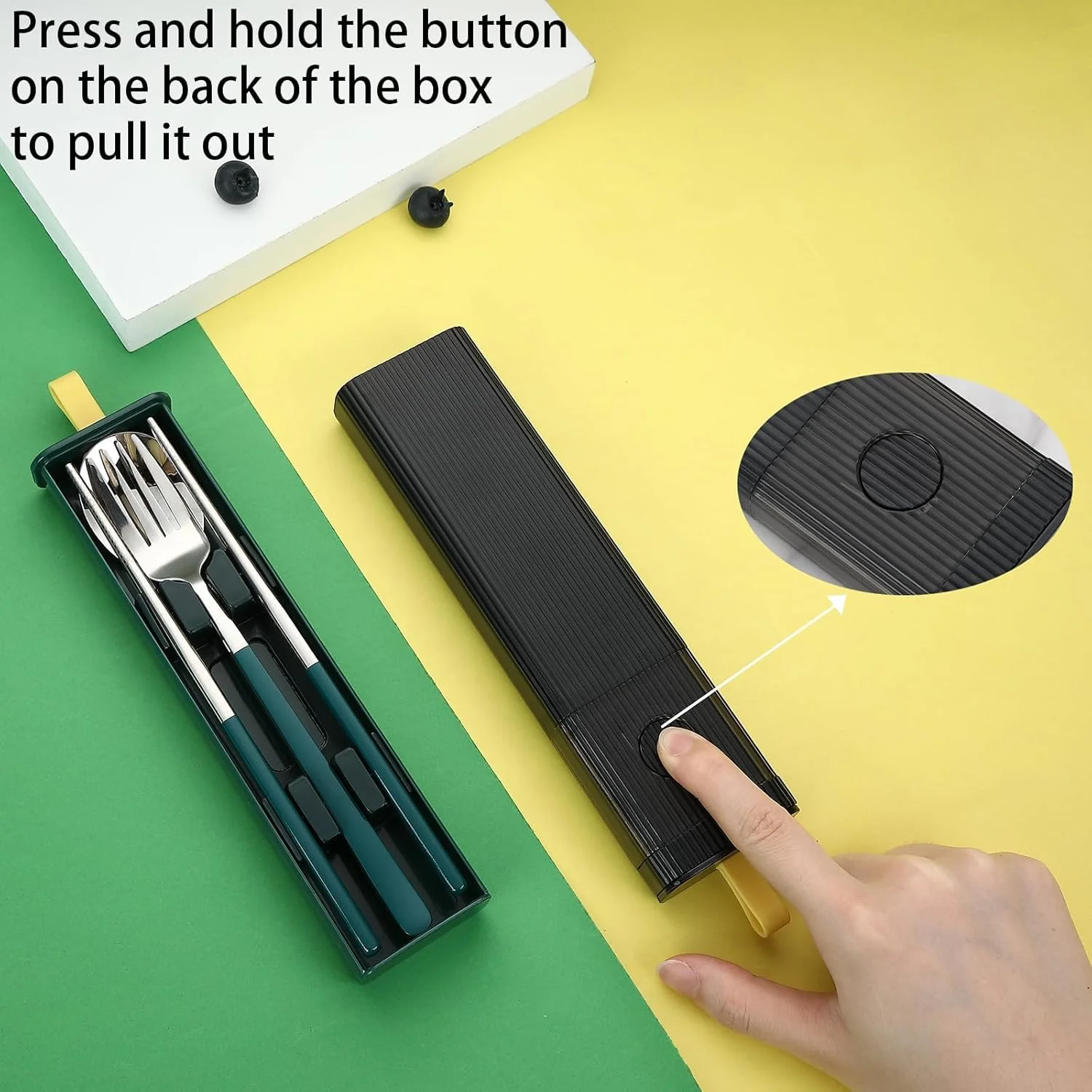 ست کارد و چنگال مسافرتی KASTWAVE، ست کارد و چنگال 4 تکه استیل ضد زنگ 18/8، کارد و چنگال قابل حمل و استفاده مجدد برای کمپینگ، مناسب جعبه ناهار، شامل چنگال، قاشق، چاپستیک (مشکی) ست کارد و چنگال مسافرتی KASTWAVE، ست کارد و چنگال 4 تکه استیل ضد زنگ 18/8، کارد و چنگال قابل حمل و استفاده مجدد برای کمپینگ، مناسب جعبه ناهار، شامل چنگال، قاشق، چاپستیک (مشکی)