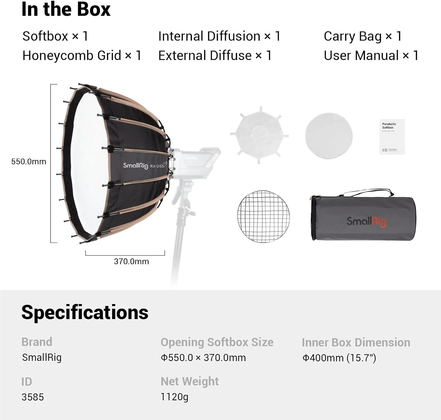 نرم باکس سهموی رهاسازی سریع SmallRig، نرم باکس سهموی، سازگار با SmallRig RC 120D/RC 120B/RC 220D/RC220B و سایر نورهای مانت بوئنز (55 سانتی متر/21.6 اینچ) نرم باکس سهموی رهاسازی سریع SmallRig، نرم باکس سهموی، سازگار با SmallRig RC 120D/RC 120B/RC 220D/RC220B و سایر نورهای مانت بوئنز (55 سانتی متر/21.6 اینچ)