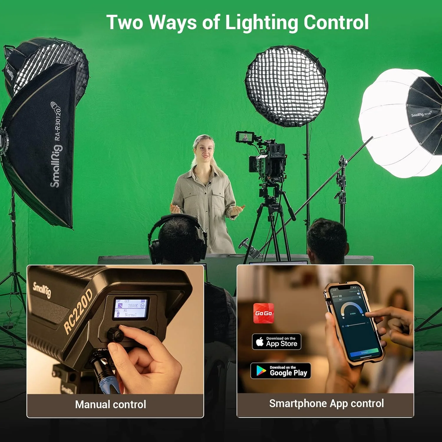 نور ویدئویی ال ای دی اسمال ریگ RC 220D 220W، نورافکن با پشتیبانی از 98700 لوکس در فاصله 1 متری، نورپردازی مداوم 5600K با CRI 95+ و TLCI 96+، با مانت بوئنز و کنترل از طریق اپلیکیشن - 3619 نور ویدئویی ال ای دی اسمال ریگ RC 220D 220W، نورافکن با پشتیبانی از 98700 لوکس در فاصله 1 متری، نورپردازی مداوم 5600K با CRI 95+ و TLCI 96+، با مانت بوئنز و کنترل از طریق اپلیکیشن - 3619