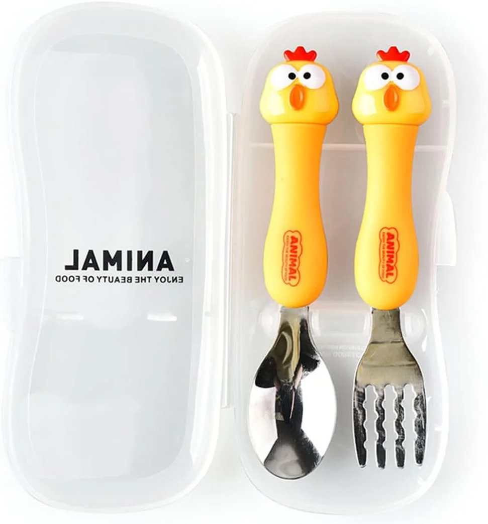 ست قاشق و چنگال کارتونی کودکانه IBAMA طرح حیوانات بامزه، استیل ضد زنگ، مناسب دانش آموزان، دو تکه، خلاقانه، به همراه جعبه مسافرتی قابل حمل برای دختران، پسران و کودکان - زرد جوجه ای ست قاشق و چنگال کارتونی کودکانه IBAMA طرح حیوانات بامزه، استیل ضد زنگ، مناسب دانش آموزان، دو تکه، خلاقانه، به همراه جعبه مسافرتی قابل حمل برای دختران، پسران و کودکان - زرد جوجه ای