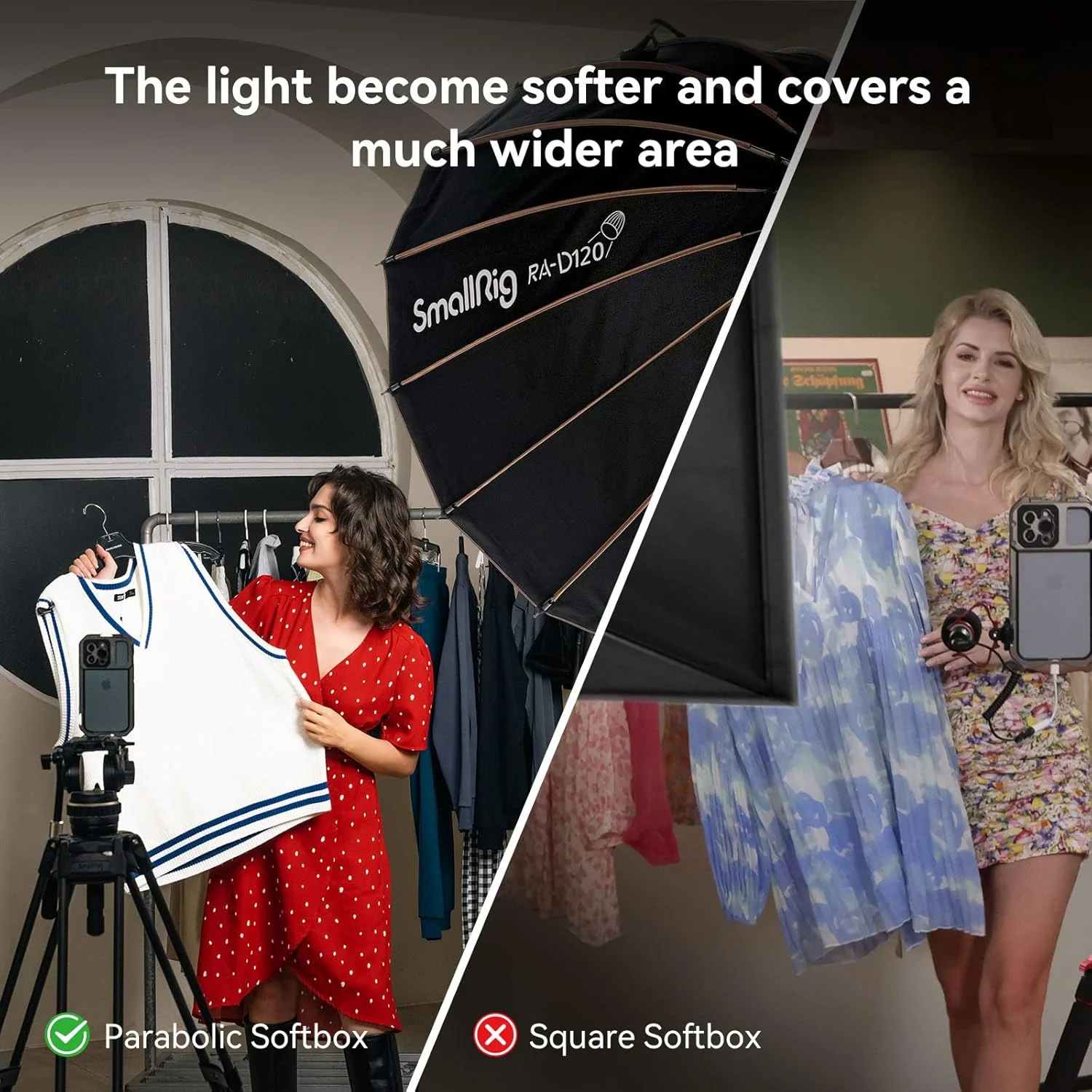 نرم باکس پارابولیک با رهاسازی سریع اسمال ریگ، سازگار با SmallRig RC 120D/RC 120B/RC 220D/RC220B و سایر نورهای دارای مانت بوئنز (120 سانتی متر / 47.2 اینچ) نرم باکس پارابولیک با رهاسازی سریع اسمال ریگ، سازگار با SmallRig RC 120D/RC 120B/RC 220D/RC220B و سایر نورهای دارای مانت بوئنز (120 سانتی متر / 47.2 اینچ)