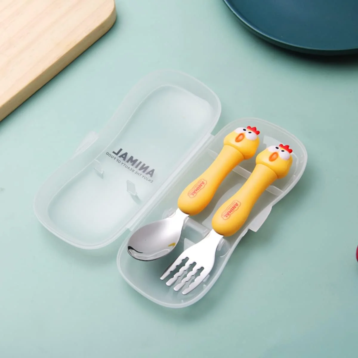 ست قاشق و چنگال کارتونی کودکانه IBAMA طرح حیوانات بامزه، استیل ضد زنگ، مناسب دانش آموزان، دو تکه، خلاقانه، به همراه جعبه مسافرتی قابل حمل برای دختران، پسران و کودکان - زرد جوجه ای ست قاشق و چنگال کارتونی کودکانه IBAMA طرح حیوانات بامزه، استیل ضد زنگ، مناسب دانش آموزان، دو تکه، خلاقانه، به همراه جعبه مسافرتی قابل حمل برای دختران، پسران و کودکان - زرد جوجه ای