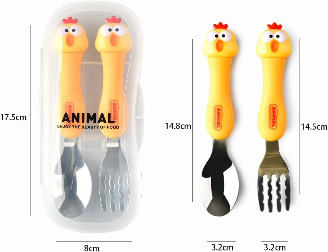 ست قاشق و چنگال کارتونی کودکانه IBAMA، طرح حیوانات بامزه، استیل ضد زنگ، مناسب دانش آموزان، دو تکه، خلاقانه، به همراه جعبه مسافرتی قابل حمل برای دختران، پسران و کودکان - جوجه زرد ست قاشق و چنگال کارتونی کودکانه IBAMA، طرح حیوانات بامزه، استیل ضد زنگ، مناسب دانش آموزان، دو تکه، خلاقانه، به همراه جعبه مسافرتی قابل حمل برای دختران، پسران و کودکان - جوجه زرد
