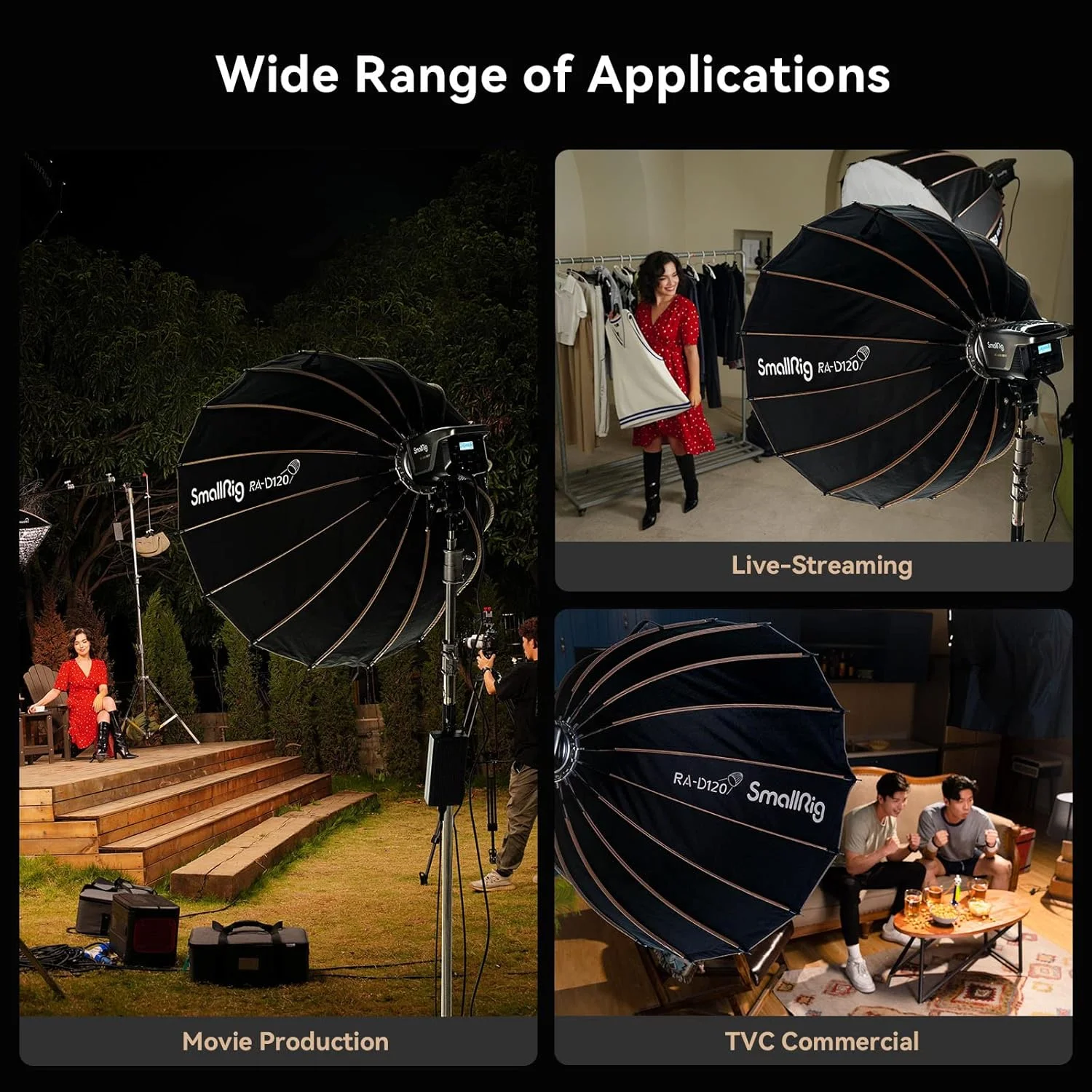 نرم باکس پارابولیک با رهاسازی سریع اسمال ریگ، سازگار با SmallRig RC 120D/RC 120B/RC 220D/RC220B و سایر نورهای دارای مانت بوئنز (120 سانتی متر / 47.2 اینچ) نرم باکس پارابولیک با رهاسازی سریع اسمال ریگ، سازگار با SmallRig RC 120D/RC 120B/RC 220D/RC220B و سایر نورهای دارای مانت بوئنز (120 سانتی متر / 47.2 اینچ)