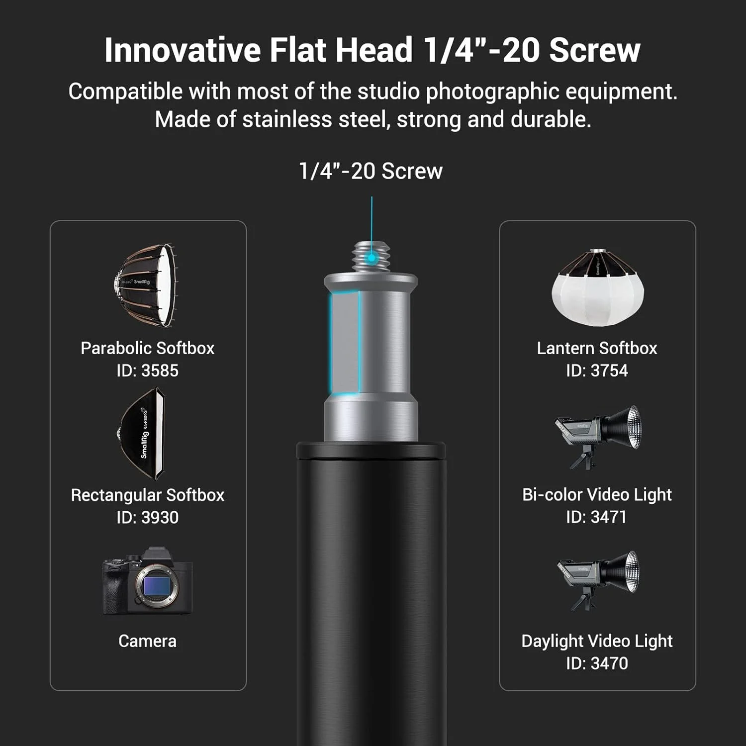 پایه نور آلومینیومی اسمال ریگ 280 سانتی‌متری، سه پایه بادی قابل تنظیم برای عکاسی با پیچ 1/4 اینچی برای سافت باکس، نور استودیویی، فلاش، چتر، رینگ لایت، حداکثر تحمل وزن 5 کیلوگرم، RA-S280A - 3737