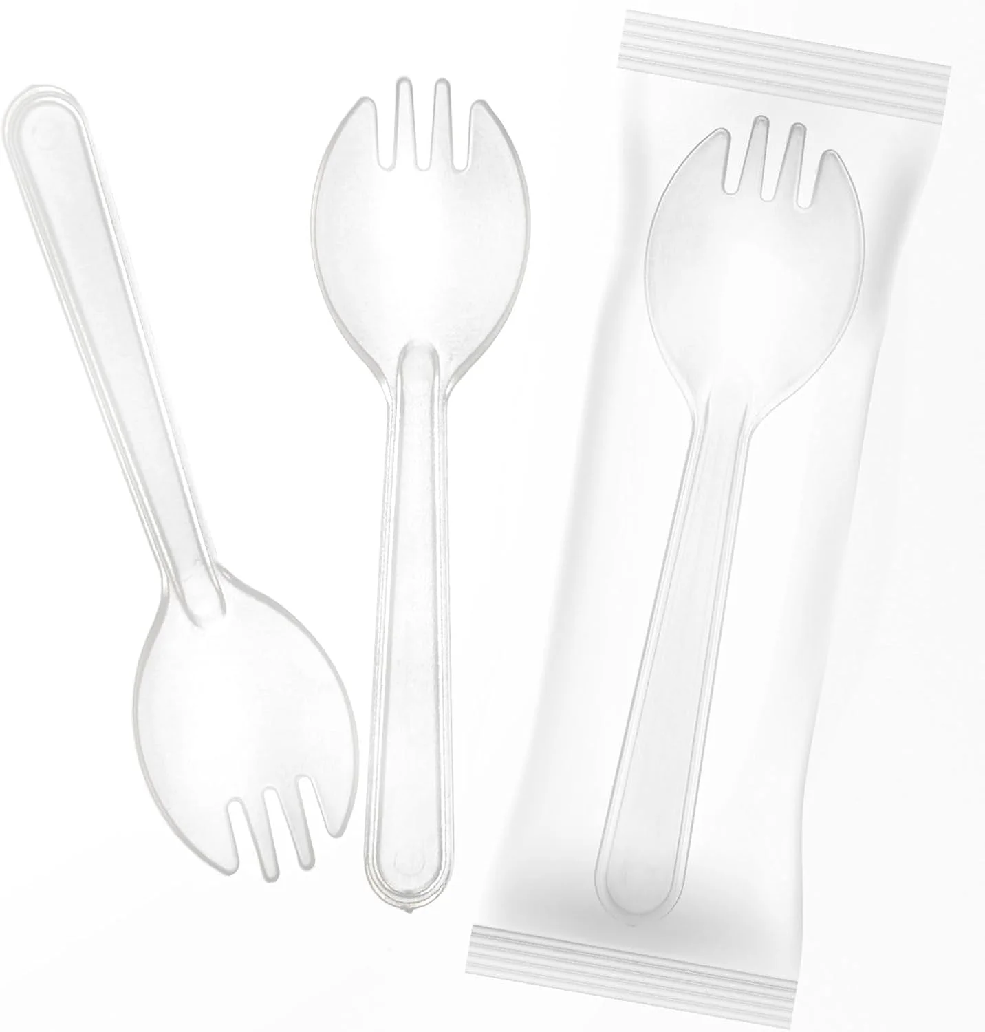 مینی اسپورک پلاستیکی HZYH یکبار مصرف بسته بندی شده تکی، چنگال و قاشق شفاف 2 در 1 لوازم مهمانی 4.3 اینچ 100 عددی مینی اسپورک پلاستیکی HZYH یکبار مصرف بسته بندی شده تکی، چنگال و قاشق شفاف 2 در 1 لوازم مهمانی 4.3 اینچ 100 عددی