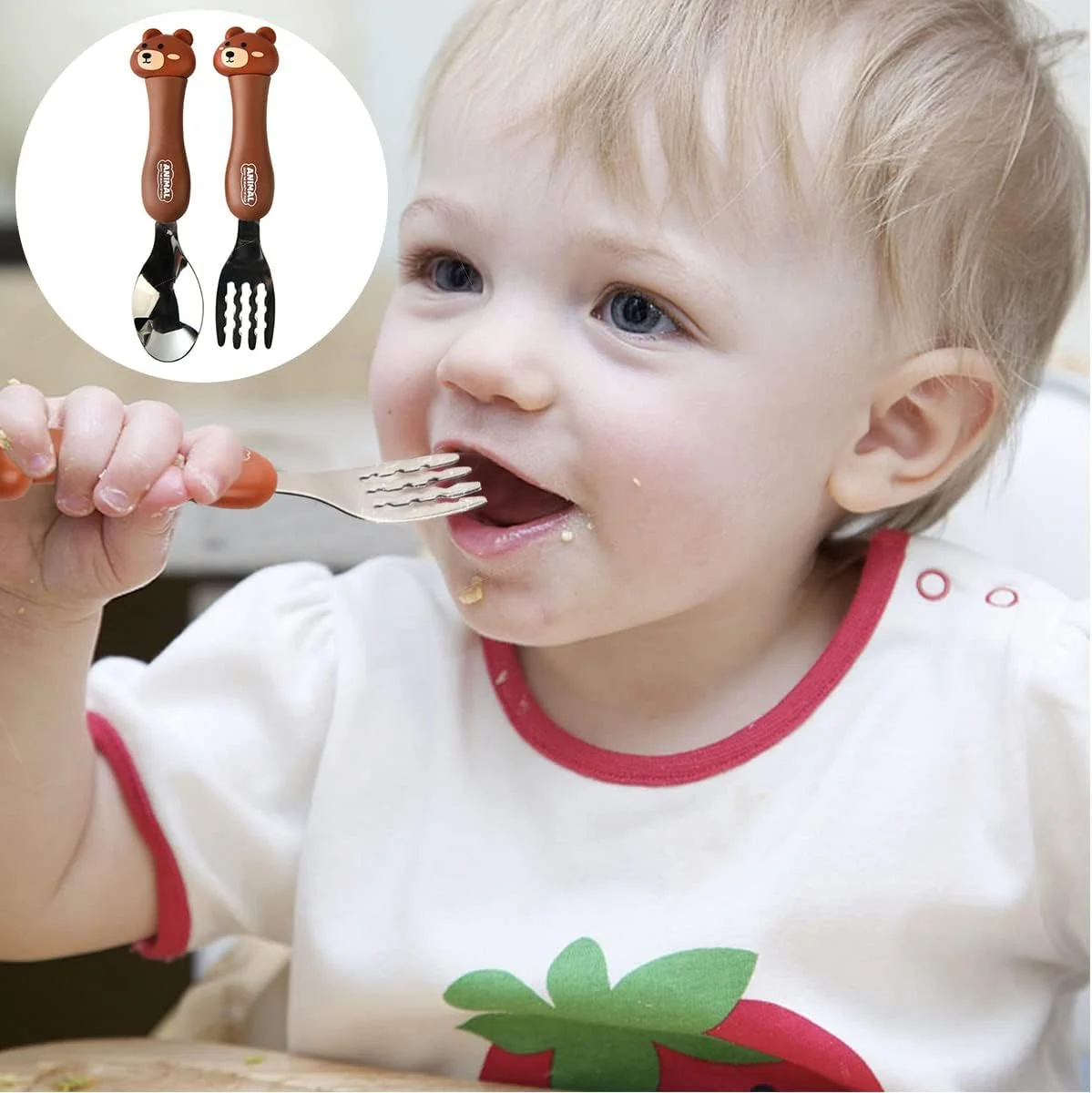 ست قاشق و چنگال کودکانه کارتونی IBAMA، طرح حیوانات بامزه، استیل ضد زنگ، مناسب دانش آموزان، دو تکه، خلاقانه، به همراه جعبه مسافرتی قابل حمل، مناسب دختران، پسران و کودکان - خرس قهوه ای ست قاشق و چنگال کودکانه کارتونی IBAMA، طرح حیوانات بامزه، استیل ضد زنگ، مناسب دانش آموزان، دو تکه، خلاقانه، به همراه جعبه مسافرتی قابل حمل، مناسب دختران، پسران و کودکان - خرس قهوه ای