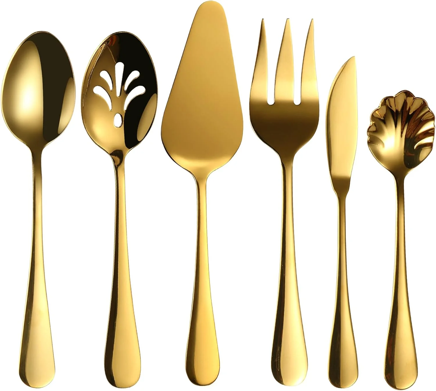 U HOOME 6-Piece Serving Utensil Set,Stainless Steel Hostess Set with Spoon Fork, Modern and Elegant, Mirrored Finish and Dishwasher Safe(Gold) U HOOME 6-Piece Serving Utensil Set,Stainless Steel Hostess Set with Spoon Fork, Modern and Elegant, Mirrored Finish and Dishwasher Safe(Gold)
