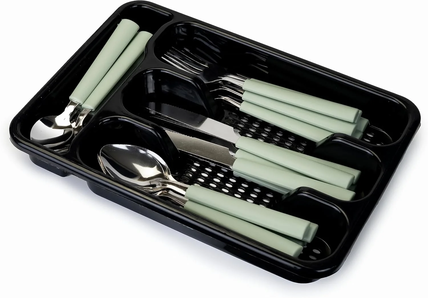 ست کارد و چنگال 25 پارچه GOGO Berger - شامل چاقو، چنگال، قاشق، قاشق چایخوری، با جعبه لوازم غذاخوری - سبز ست کارد و چنگال 25 پارچه GOGO Berger - شامل چاقو، چنگال، قاشق، قاشق چایخوری، با جعبه لوازم غذاخوری - سبز
