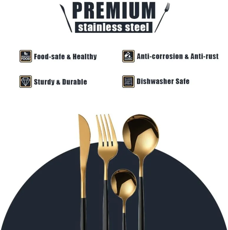 ست ظروف غذاخوری آشپزخانه GZLQHD، استیل ضد زنگ 401، چاقو، چنگال، قاشق و چاپستیک استیل، ست 30 تکه کارد و چنگال جعبه هدیه 6 نفره (طلایی صورتی) ست ظروف غذاخوری آشپزخانه GZLQHD، استیل ضد زنگ 401، چاقو، چنگال، قاشق و چاپستیک استیل، ست 30 تکه کارد و چنگال جعبه هدیه 6 نفره (طلایی صورتی)