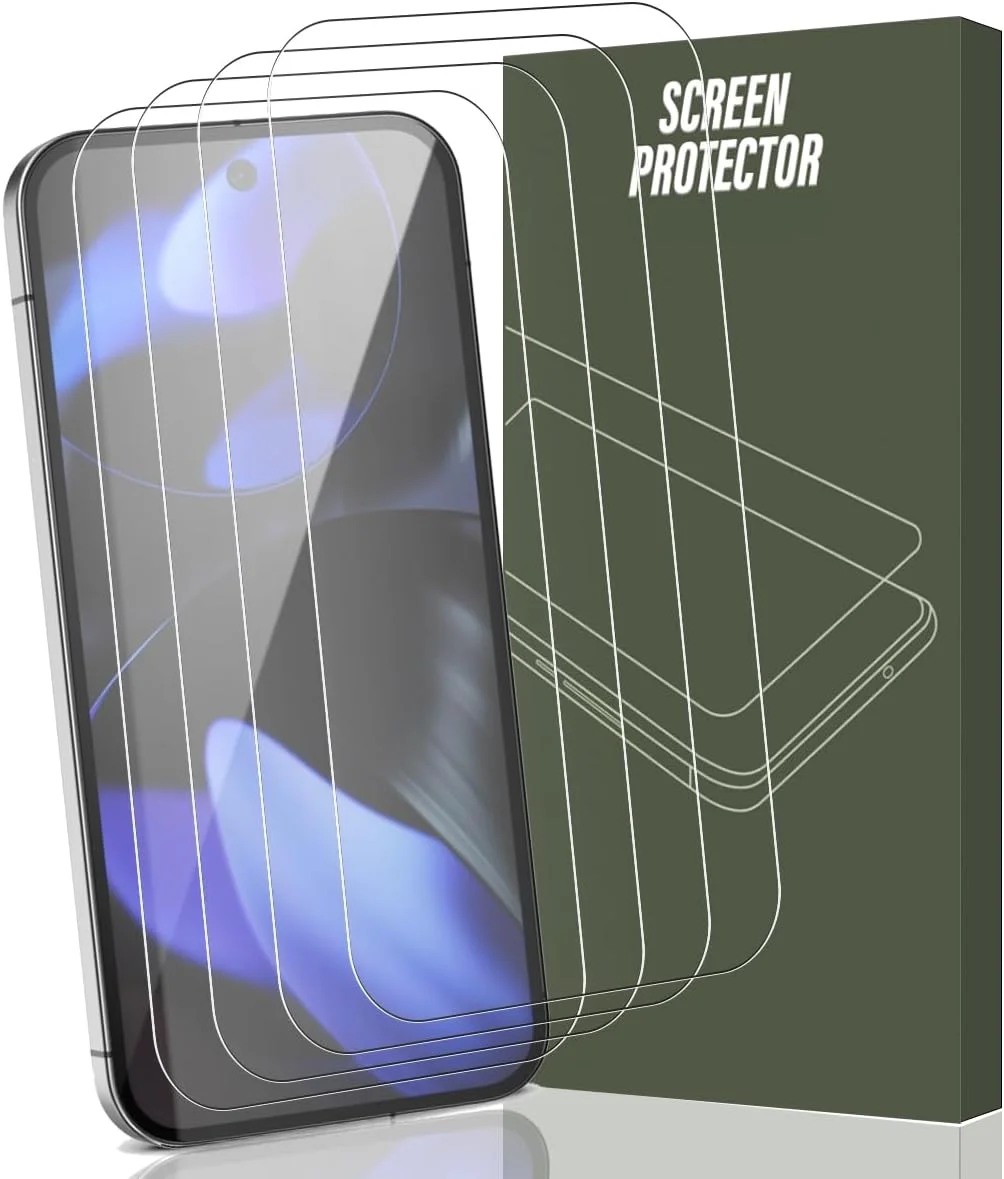 محافظ صفحه نمایش شیشه ای حرارت دیده Gelaasso، 4 عدد، مناسب برای Google Pixel 9/9 Pro، فیلم شیشه ای حرارت دیده شفاف، سختی 9H، فیلم محافظ شیشه ای برای Google Pixel 9/9 Pro