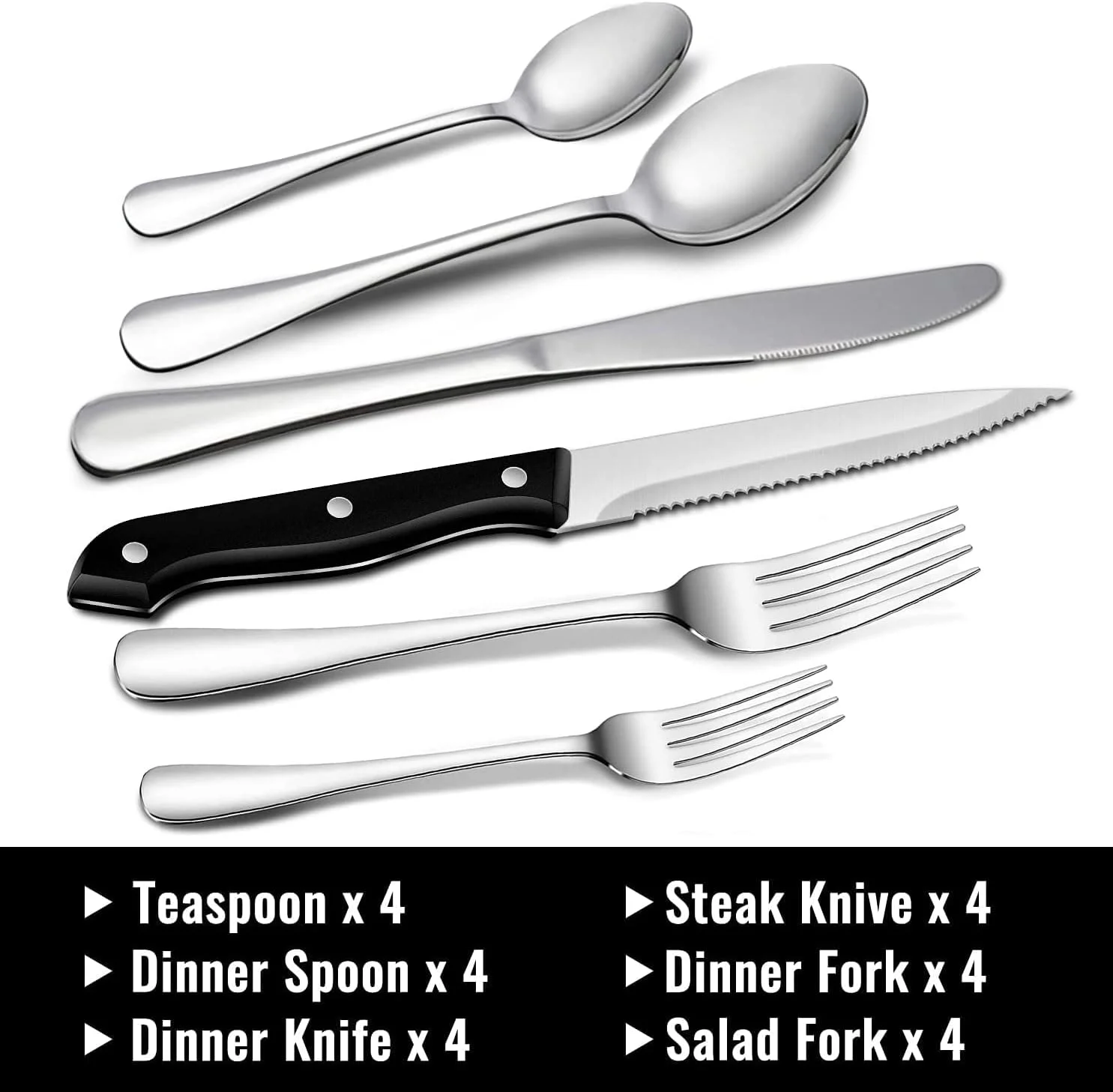 ست کارد و چنگال 24 پارچه فانیتو برای 4 نفر، ست столовые приборы استیل ضد زنگ، ست لوازم آشپزخانه، ست ظروف غذاخوری برای آشپزخانه منزل، رستوران، هتل، شامل چاقو، چنگال، قاشق، قابل شستشو در ماشین ظرفشویی ست کارد و چنگال 24 پارچه فانیتو برای 4 نفر، ست столовые приборы استیل ضد زنگ، ست لوازم آشپزخانه، ست ظروف غذاخوری برای آشپزخانه منزل، رستوران، هتل، شامل چاقو، چنگال، قاشق، قابل شستشو در ماشین ظرفشویی