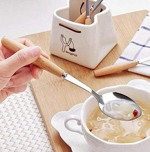 ست کارد و چنگال استیل 3 تکه Giftology | ست قاشق چنگال دسته چوبی کوتاه برای 1 نفر ست کارد و چنگال استیل 3 تکه Giftology | ست قاشق چنگال دسته چوبی کوتاه برای 1 نفر