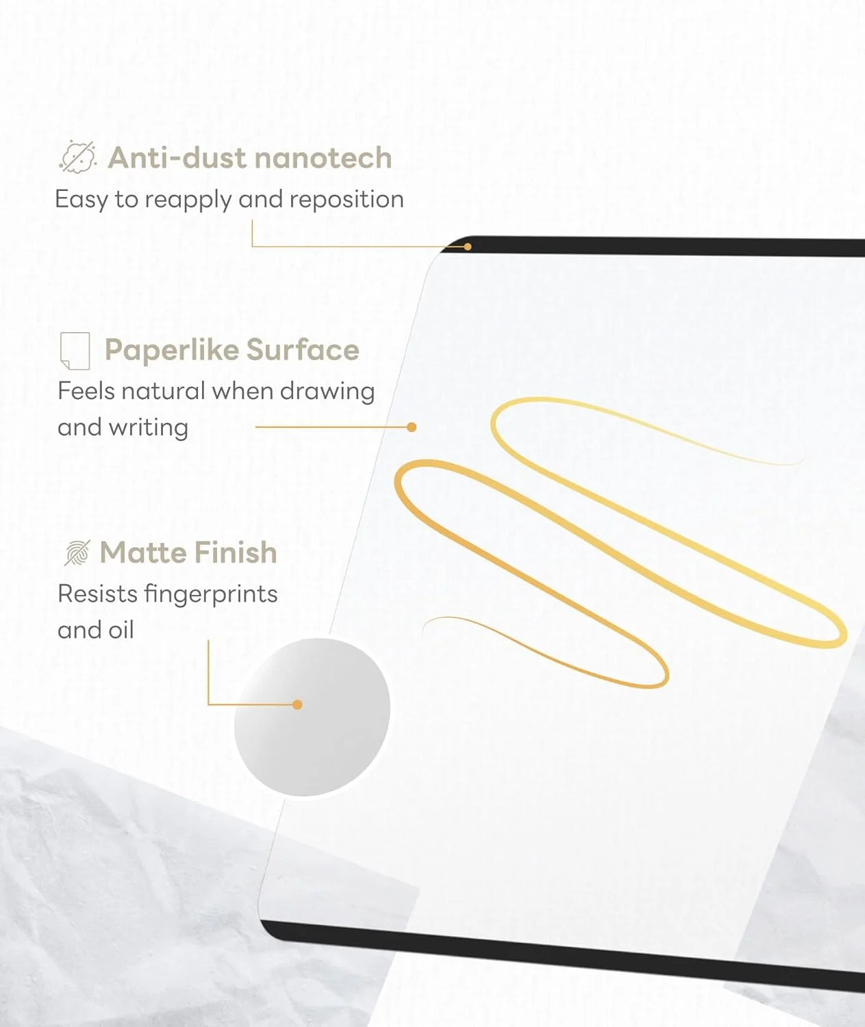 محافظ صفحه نمایش جداشدنی Paperfeel EIP برای تبلت گوگل پیکسل 2023، فناوری نانو قابل استفاده مجدد، نصب و جدا کردن آسان، ضد تابش نور، طراحی و ترسیم مانند کاغذ