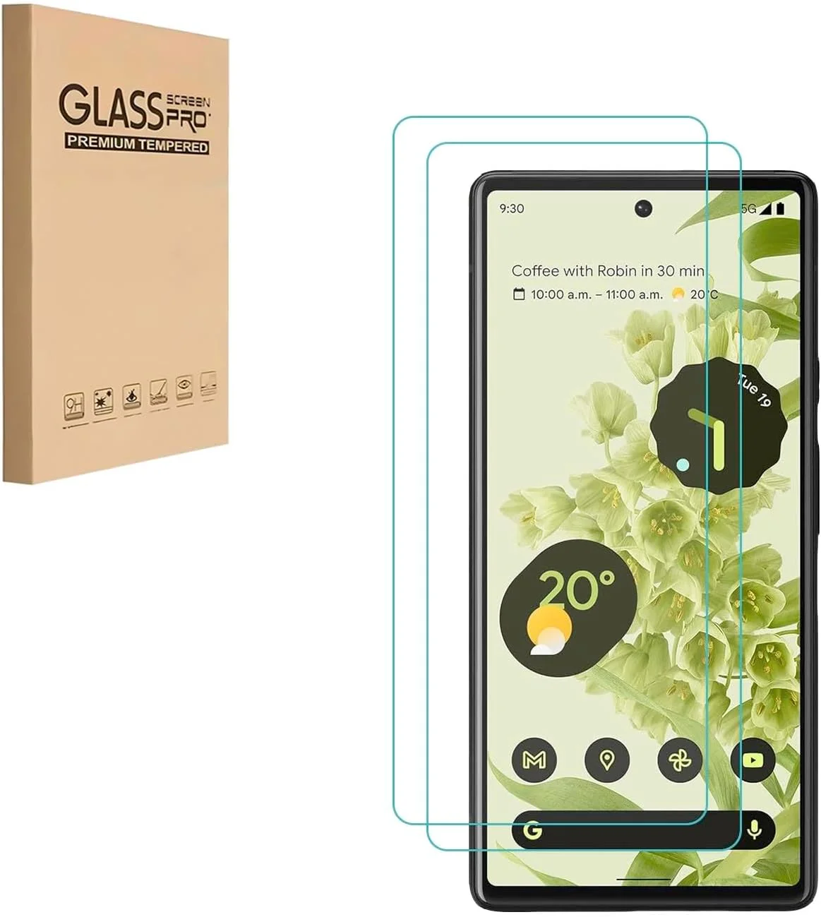 محافظ صفحه نمایش HYGMOCC برای گوگل پیکسل 6، شیشه حرارت دیده، سازگار با قاب، فوق العاده شفاف، مقاوم در برابر خراش، سختی 9H، بدون حباب (مناسب برای پیکسل 6 پرو نیست) [2 عدد]