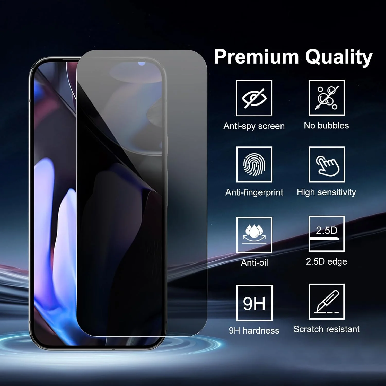 محافظ صفحه نمایش شیشه ای حریم خصوصی QZGWDY برای Google Pixel 9 Pro XL، بسته 2 عددی فیلم محافظ صفحه بدون حباب، سختی 9H، نصب آسان محافظ صفحه نمایش شیشه ای حریم خصوصی QZGWDY برای Google Pixel 9 Pro XL، بسته 2 عددی فیلم محافظ صفحه بدون حباب، سختی 9H، نصب آسان