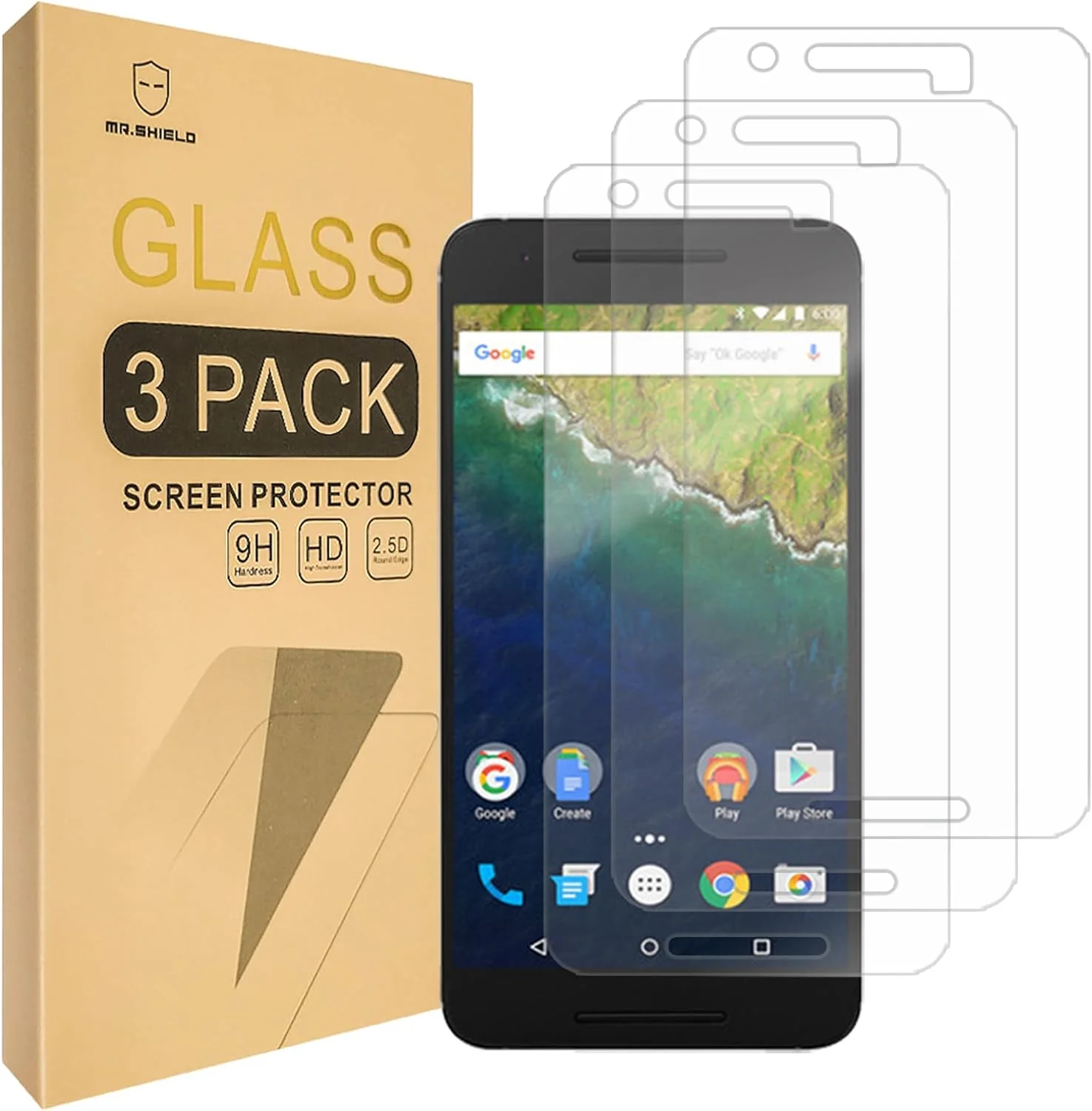 Mr.Shield [3-Pack]- for LG (Google) Nexus 5X 2015 Newest [Tempered Glass] Screen Protector [0.3mm Ultra Thin 9H Hardness 2.5D Round Edge] with Lifetime Replacement
