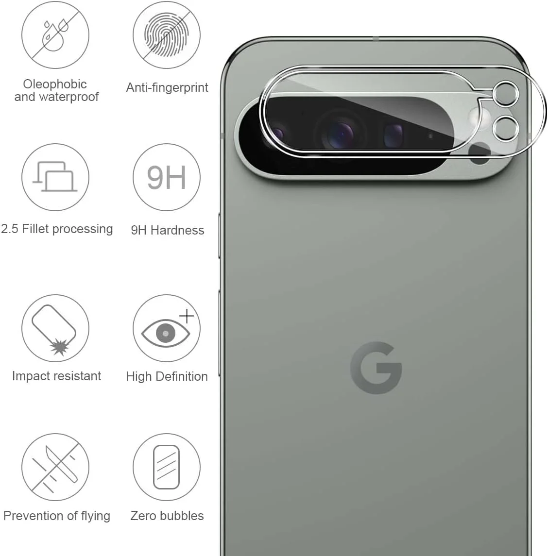 محافظ لنز دوربین GEEMEE برای Google Pixel 9 Pro XL، فیلم محافظ دوربین ضد خش و ضد انفجار با سختی 9H، شیشه شفاف HD ضد اثر انگشت و بدون حباب - بسته 2 عددی محافظ لنز دوربین GEEMEE برای Google Pixel 9 Pro XL، فیلم محافظ دوربین ضد خش و ضد انفجار با سختی 9H، شیشه شفاف HD ضد اثر انگشت و بدون حباب - بسته 2 عددی