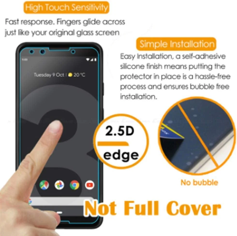 محافظ صفحه نمایش شیشه ای حرارت دیده HD آیسلان برای گوگل پیکسل 3، (2 عدد) محافظ صفحه نمایش شفاف پریمیوم با سختی 9H برای پیکسل 3