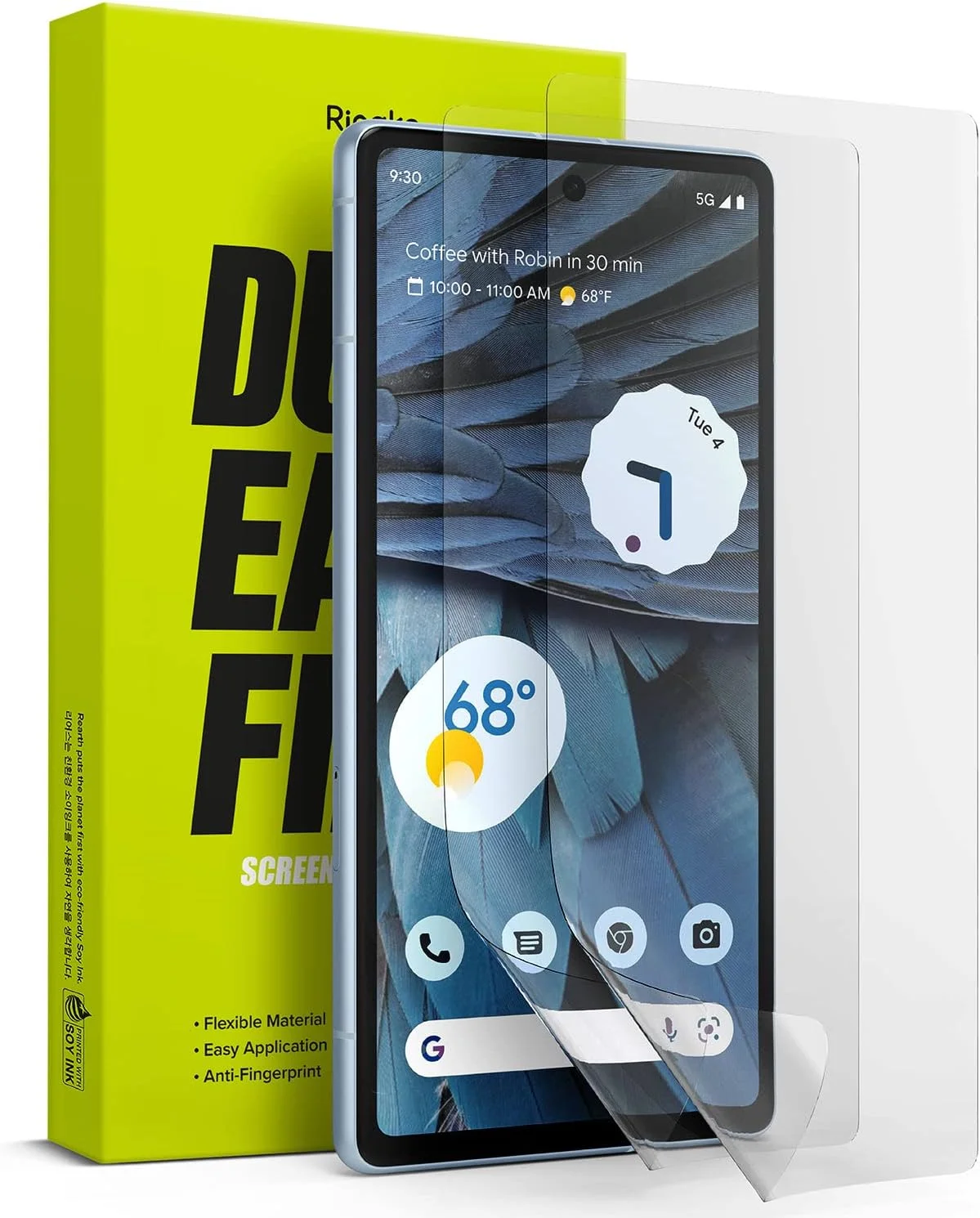 محافظ صفحه نمایش دوگانه آسان Ringke [بسته 2 عددی] سازگار با Google Pixel 7a، محافظ صفحه نمایش پوشش کامل ممتاز سازگار با قاب به همراه کیت نصب آسان