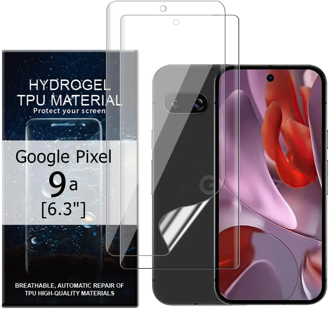 محافظ صفحه نمایش ژله ای Glcrrpu مناسب برای گوگل پیکسل 9a [6.3 اینچ]، فیلم TPU هیدروژل بسیار حساس، شفاف HD، انعطاف پذیر، خود ترمیم شونده [غیر شیشه ای]