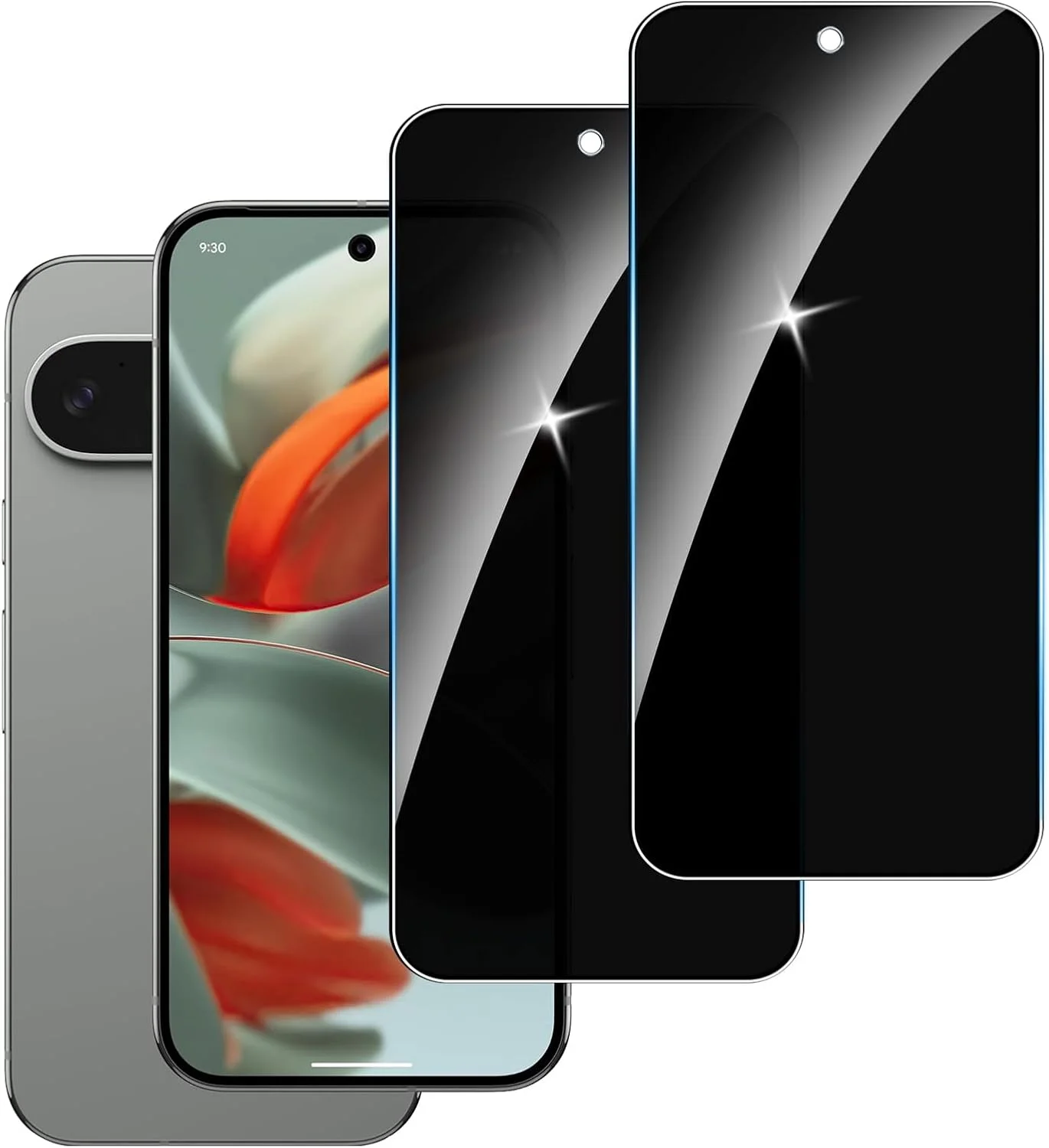 محافظ صفحه نمایش حریم خصوصی Lyphpe (2 عددی) برای Google Pixel 9 Pro، شیشه حرارت دیده 9H ضد جاسوسی، سازگار با قاب Google Pixel 9 Pro، نصب آسان