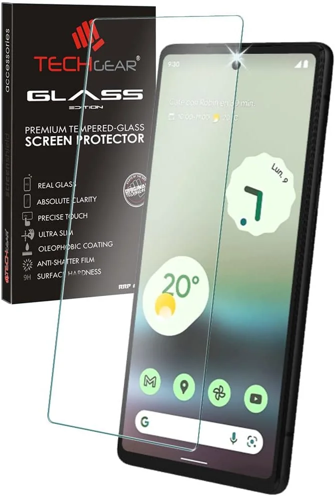 محافظ صفحه نمایش شیشه ای TECHGEAR سازگار با گوگل پیکسل 7، محافظ صفحه نمایش شیشه حرارت دیده (لبه گرد 2.5 بعدی) [سختی 9H] [شفافیت کریستالی] [مقاوم در برابر خراش] [بدون حباب]