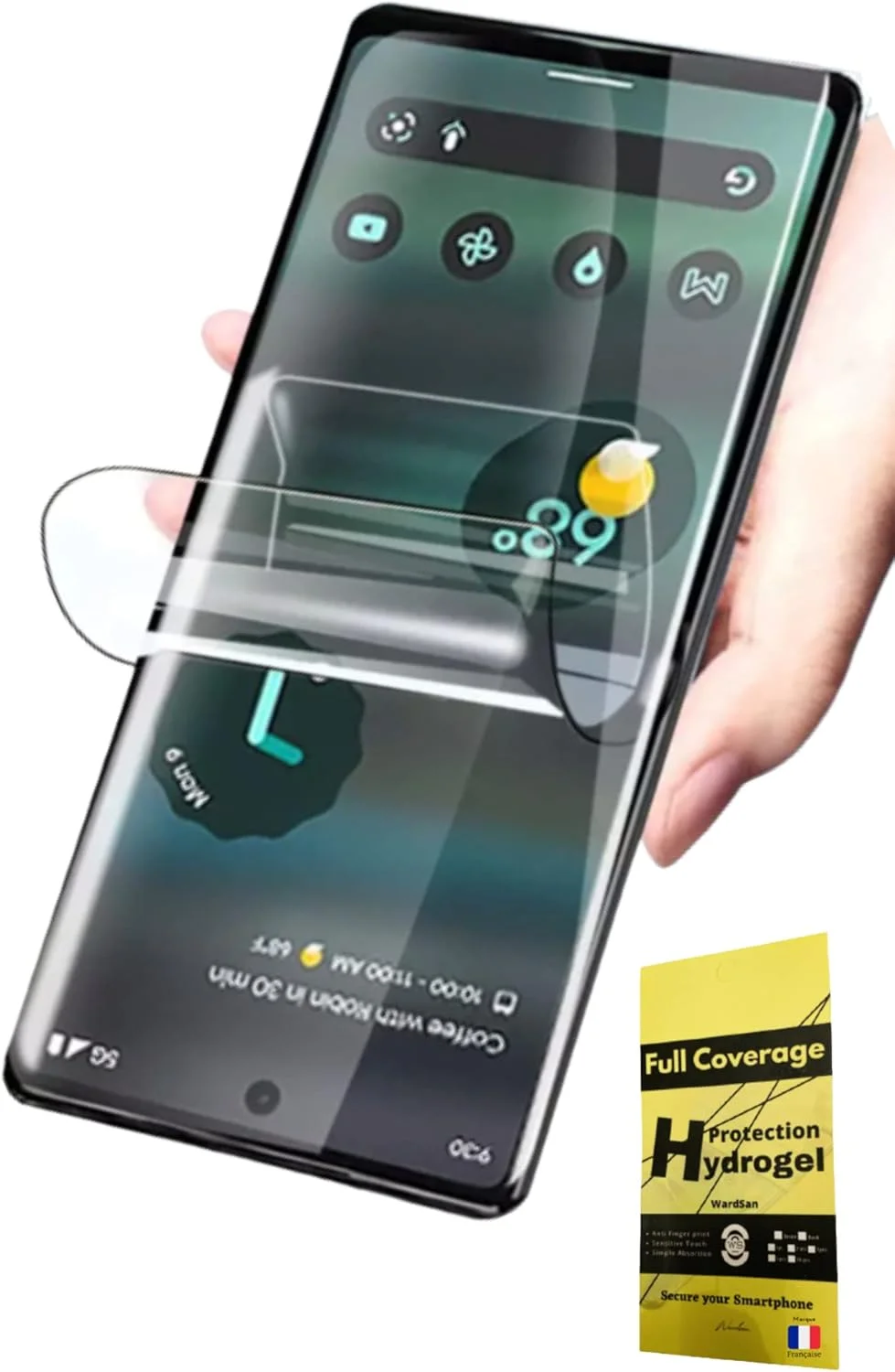 WardSan [2 عدد محافظ صفحه نمایش هیدروژل سه بعدی برای گوگل پیکسل 7 پرو 6.7 اینچی | ضد ضربه | سازگار با قاب TPU | فیلم محافظ TPU نرم