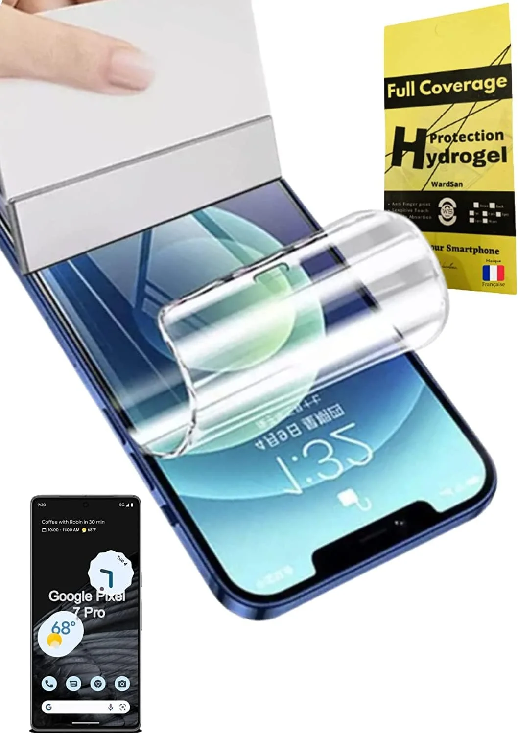 WardSan [2 عدد محافظ صفحه نمایش هیدروژل سه بعدی برای گوگل پیکسل 7 پرو 6.7 اینچی | ضد ضربه | سازگار با قاب TPU | فیلم محافظ TPU نرم WardSan [2 عدد محافظ صفحه نمایش هیدروژل سه بعدی برای گوگل پیکسل 7 پرو 6.7 اینچی | ضد ضربه | سازگار با قاب TPU | فیلم محافظ TPU نرم