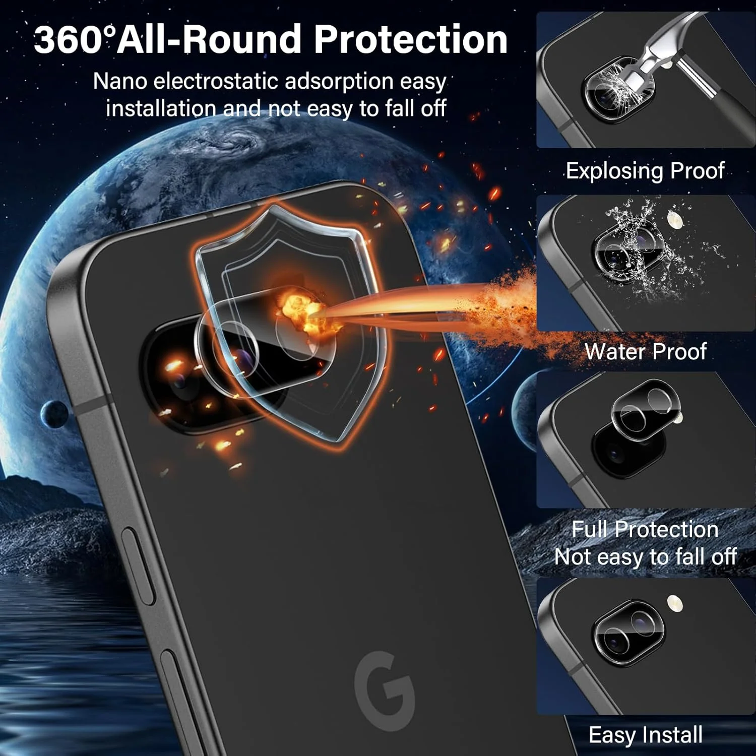 محافظ صفحه نمایش حریم خصوصی Funrae برای Google Pixel 9A 5G از جنس شیشه حرارت دیده با محافظ دوربین مشکی HD [2+2 تکه]، محافظ صفحه نمایش ضد خش و ضد جاسوسی با سختی 9H